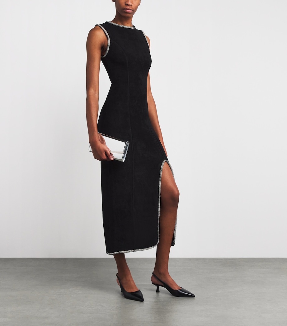 Velvet Embellished-Detail Midi Dress BLACK Image 2