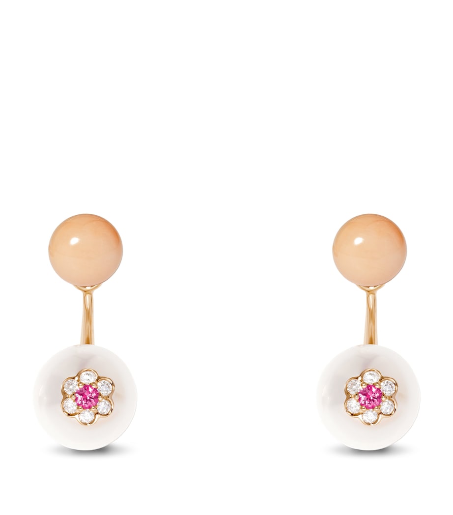 Rose Gold, Diamond and Sapphire Berry Ear Jacket WHITE Image 1