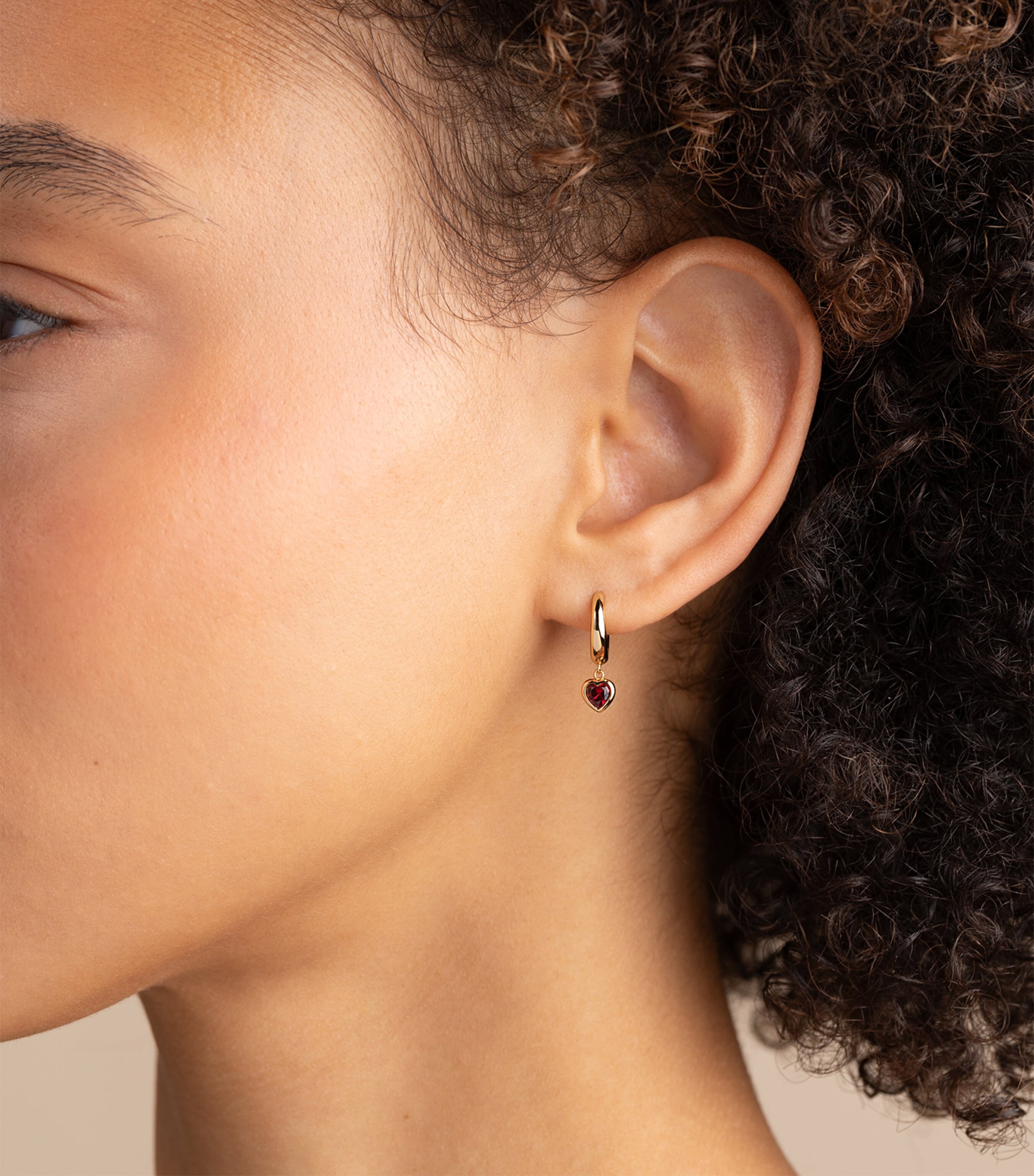 Gold-Plated Silver Heart Huggie Earrings GOLD Image 2