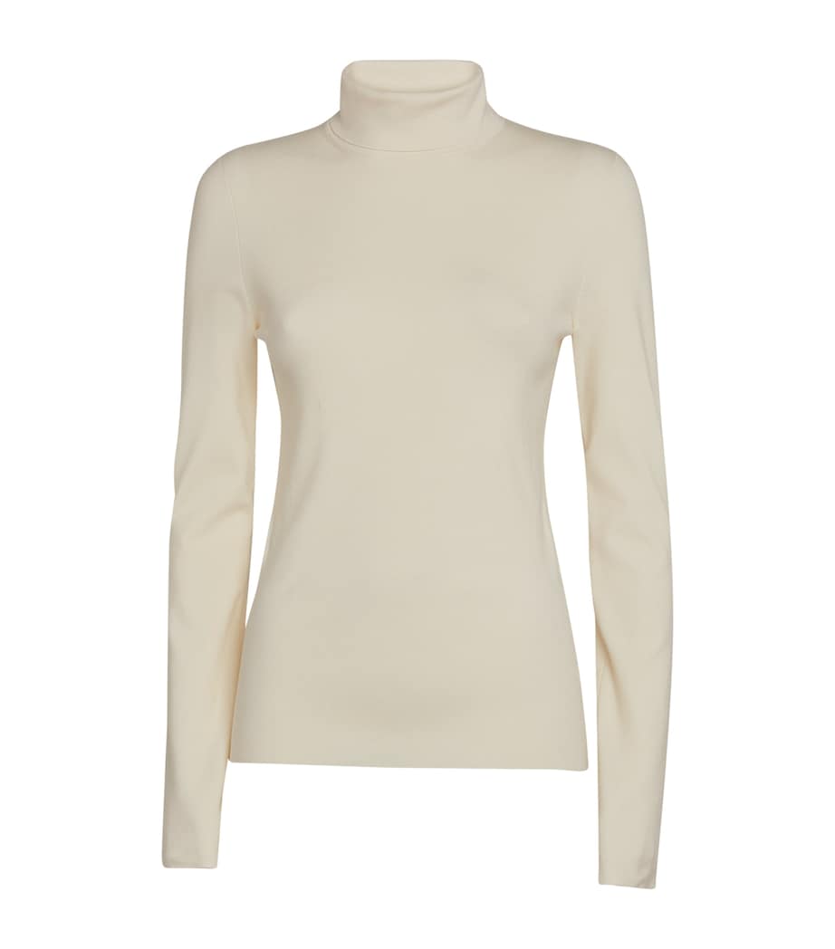 Silk Stretch High Neck Top IVORY Image 2