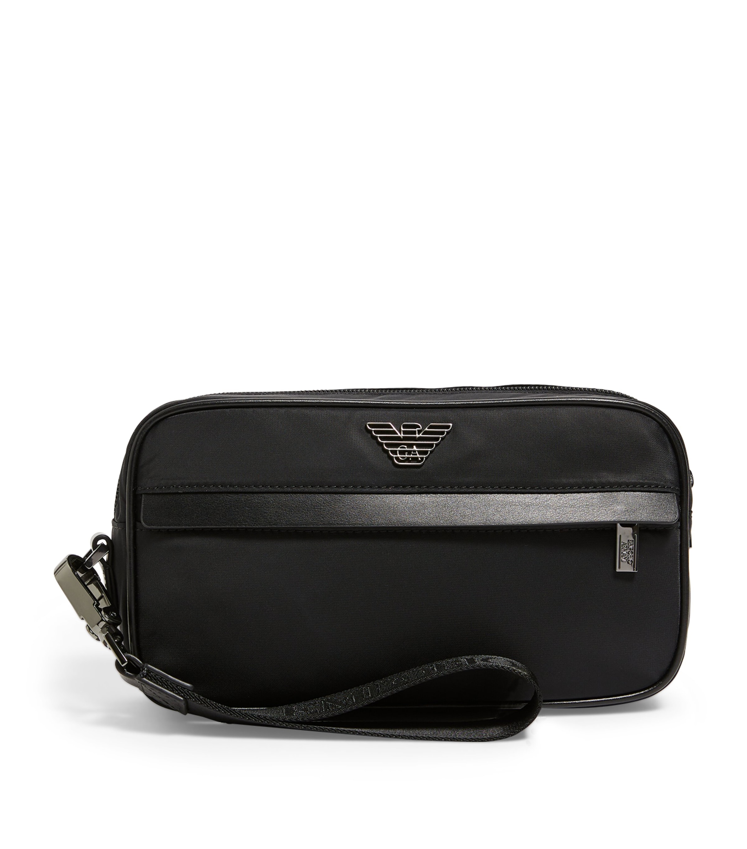 Shop Emporio Armani Recycled Nylon Wash Bag In Black