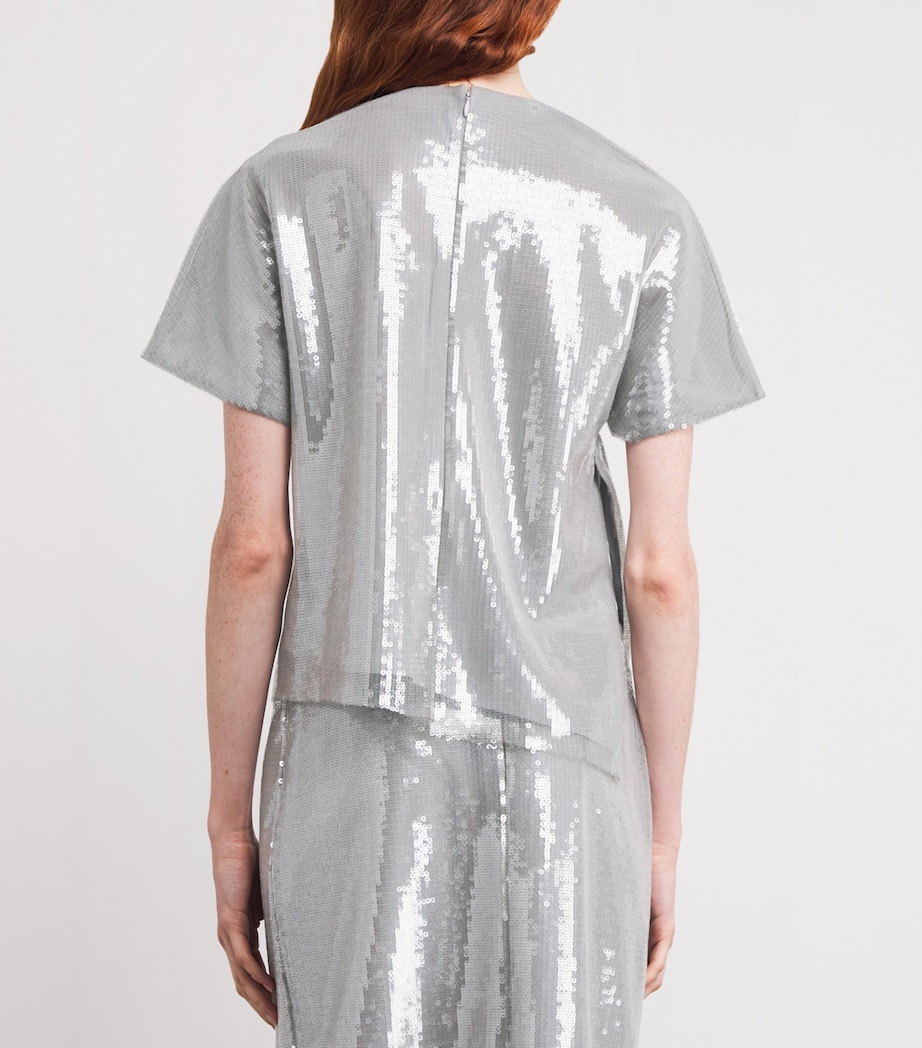 Sequin Floral Sammie Top SILVER Image 4