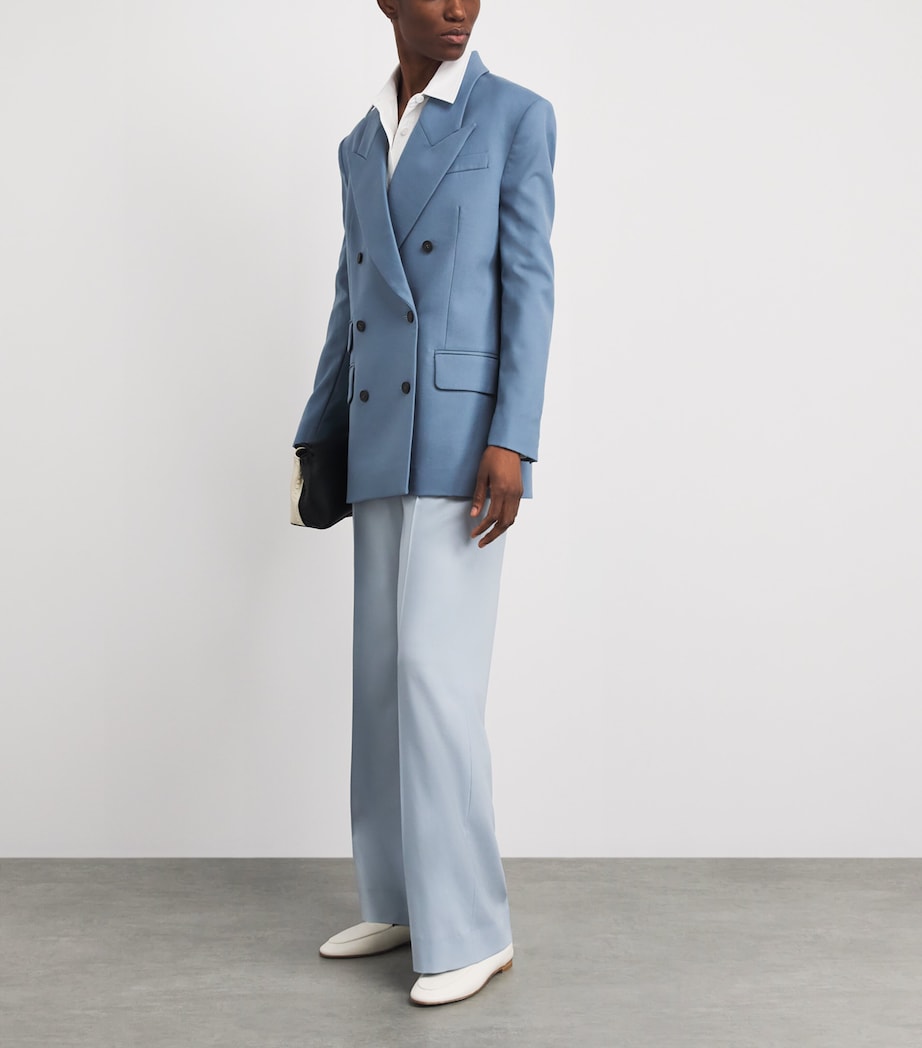 Colombo Womens Cashmere Wide-Leg Trousers Light Blue Image 2