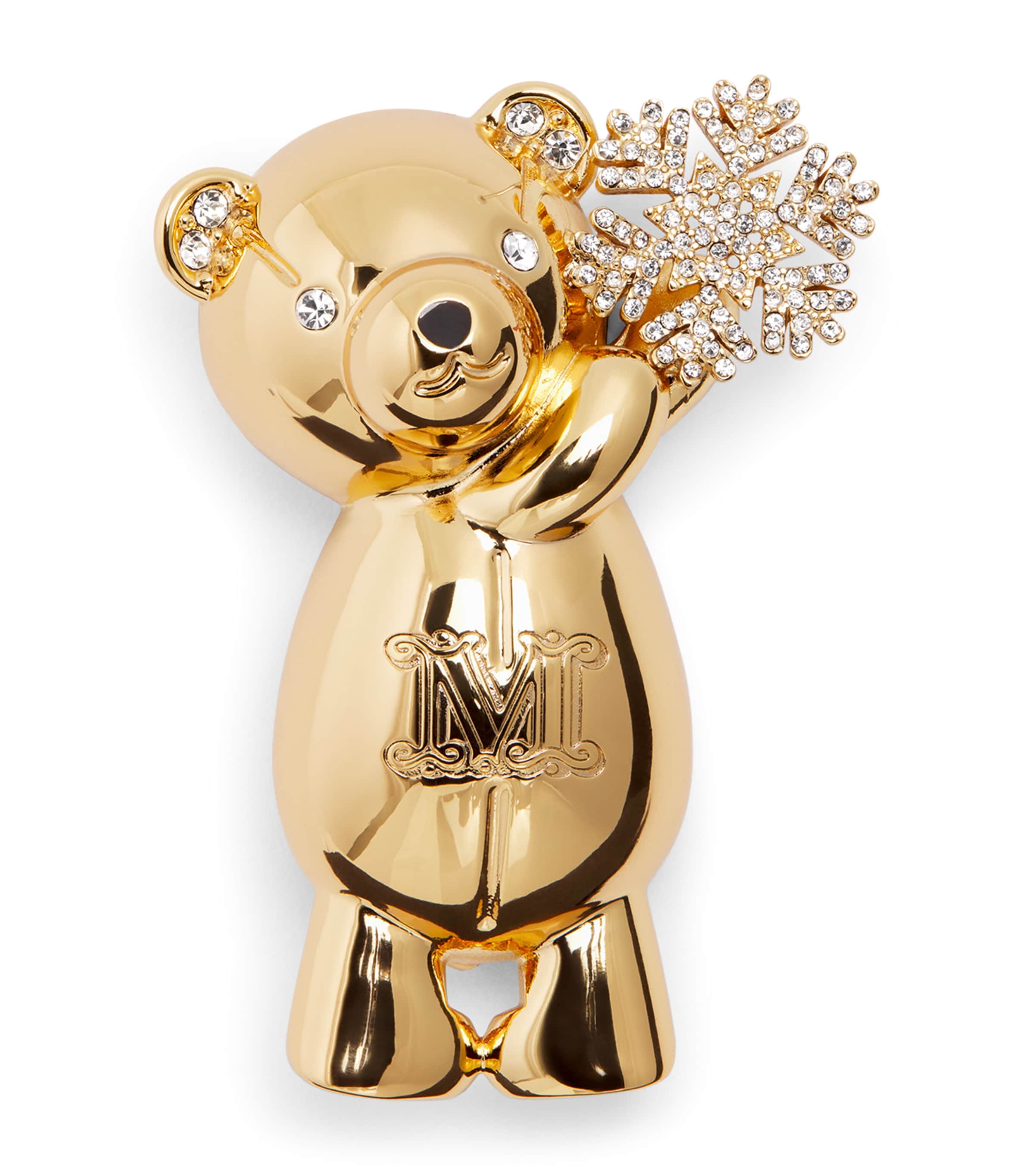 Max Mara Teddy Bear Brooch In Gold