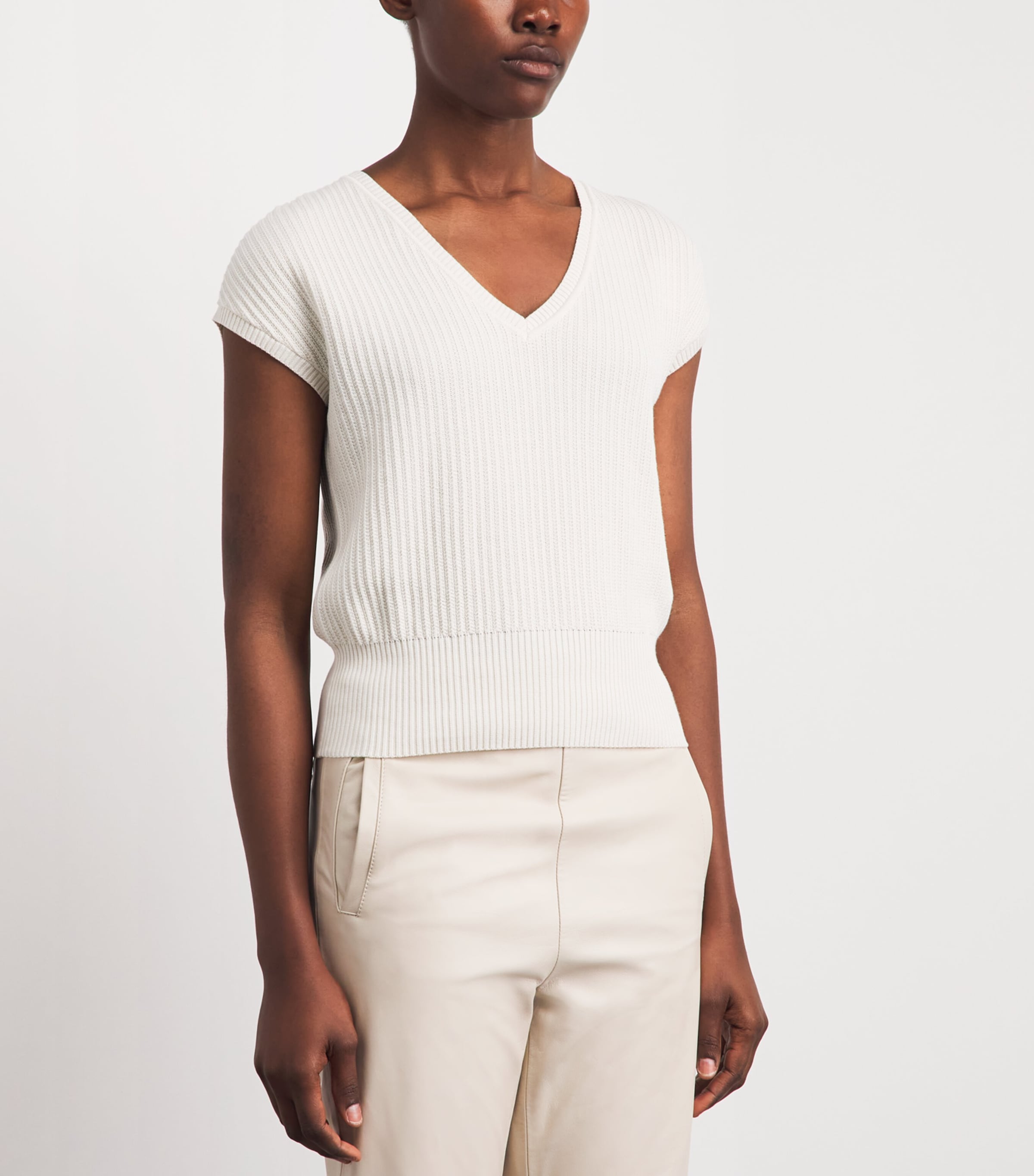Eleventy Womens Nappa Leather Straight Trousers Avorio Image 4