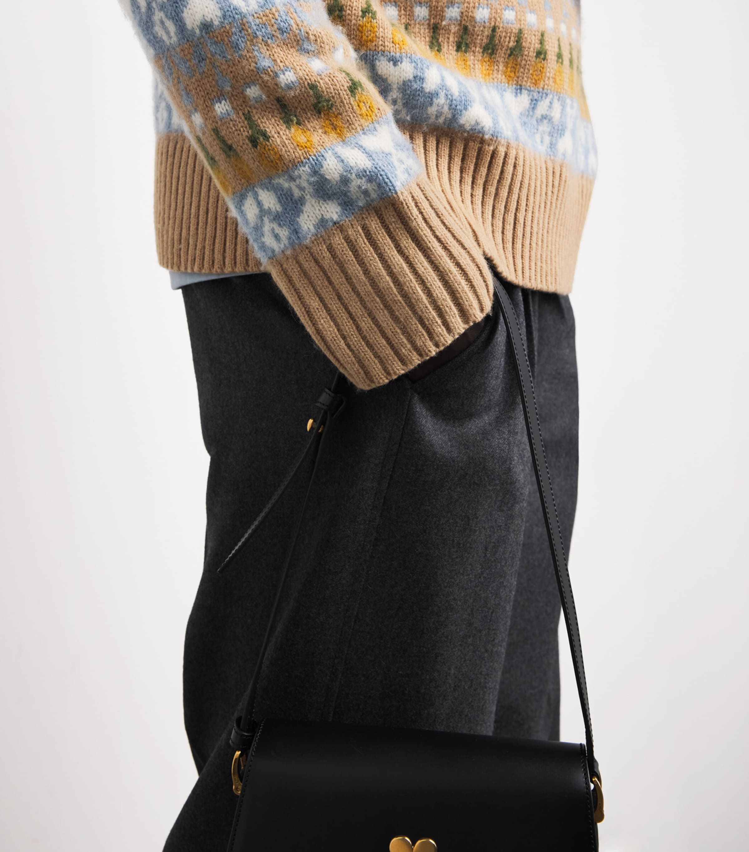 Wool Ami de Coeur Sweater 2809 - CAMEL/CIEL Image 6