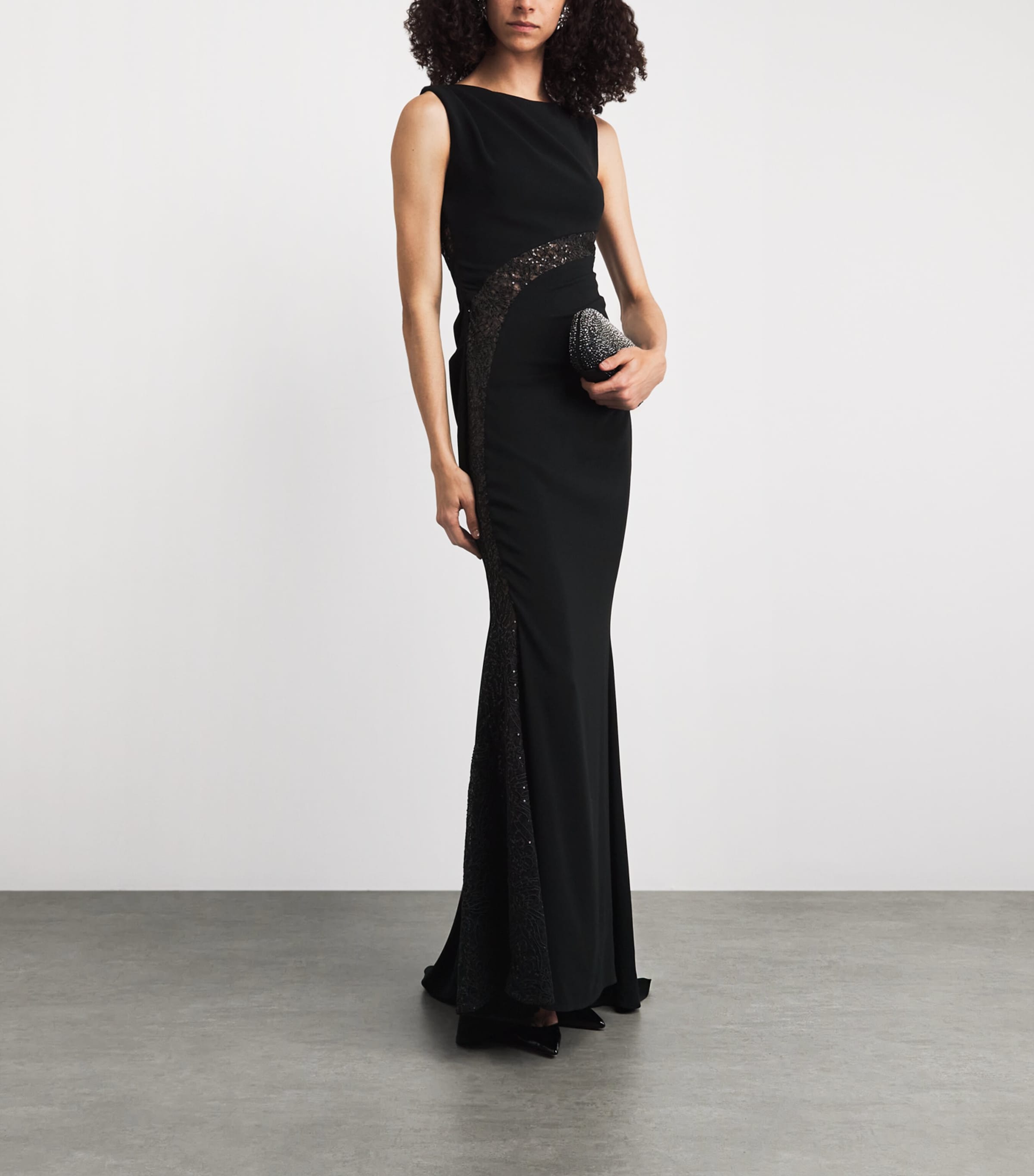 Talbot Runhof Womens Embellished Draped Gown Black Image 2