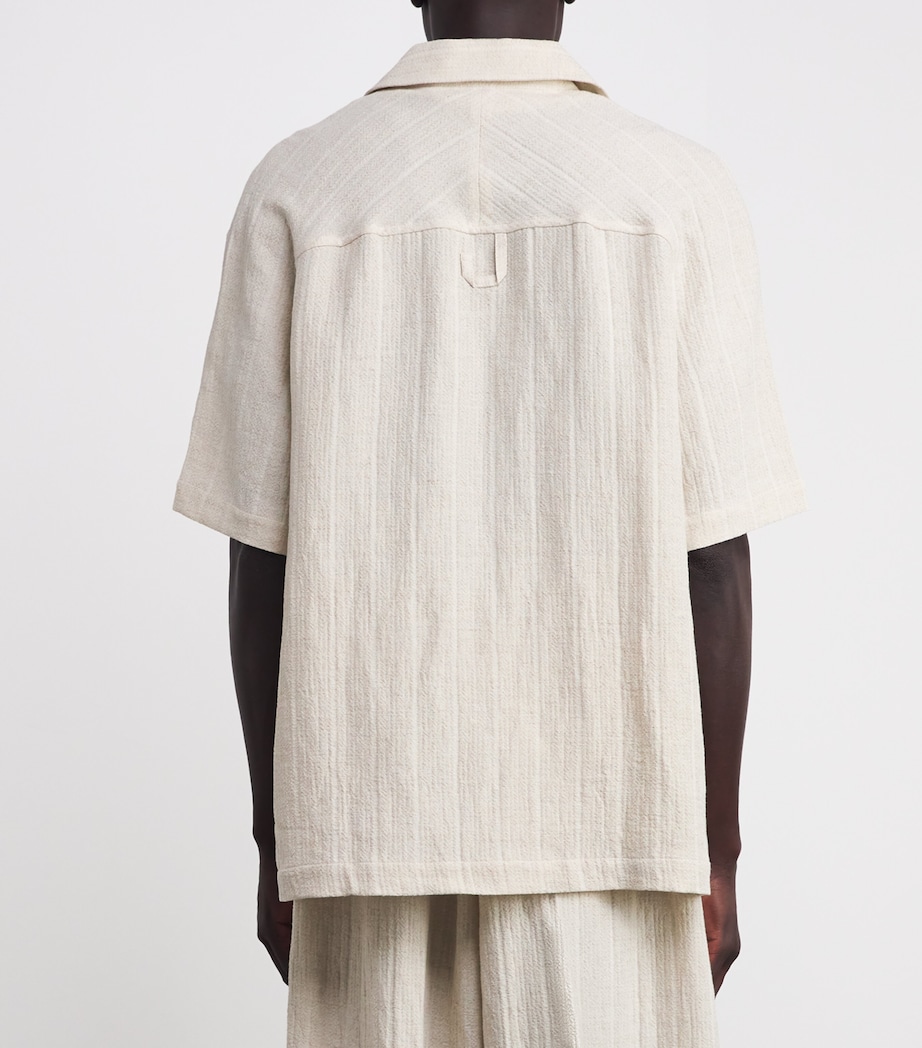 Cotton-Linen Shirt 1KE-RIB KNIT LIG BEI Image 4