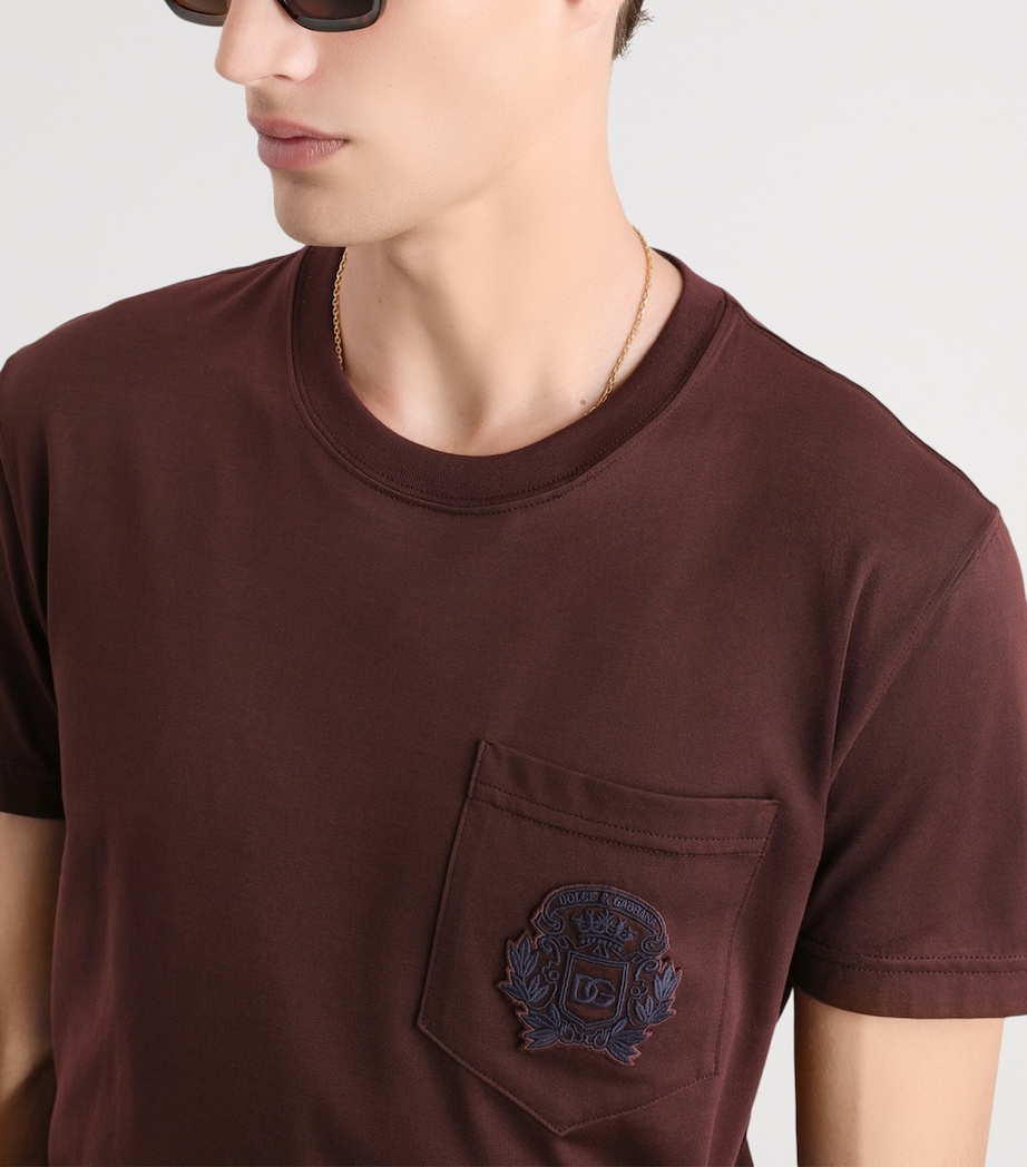 Cotton Embroidered Logo T-Shirt M5039-BROWN-DAR Image 5