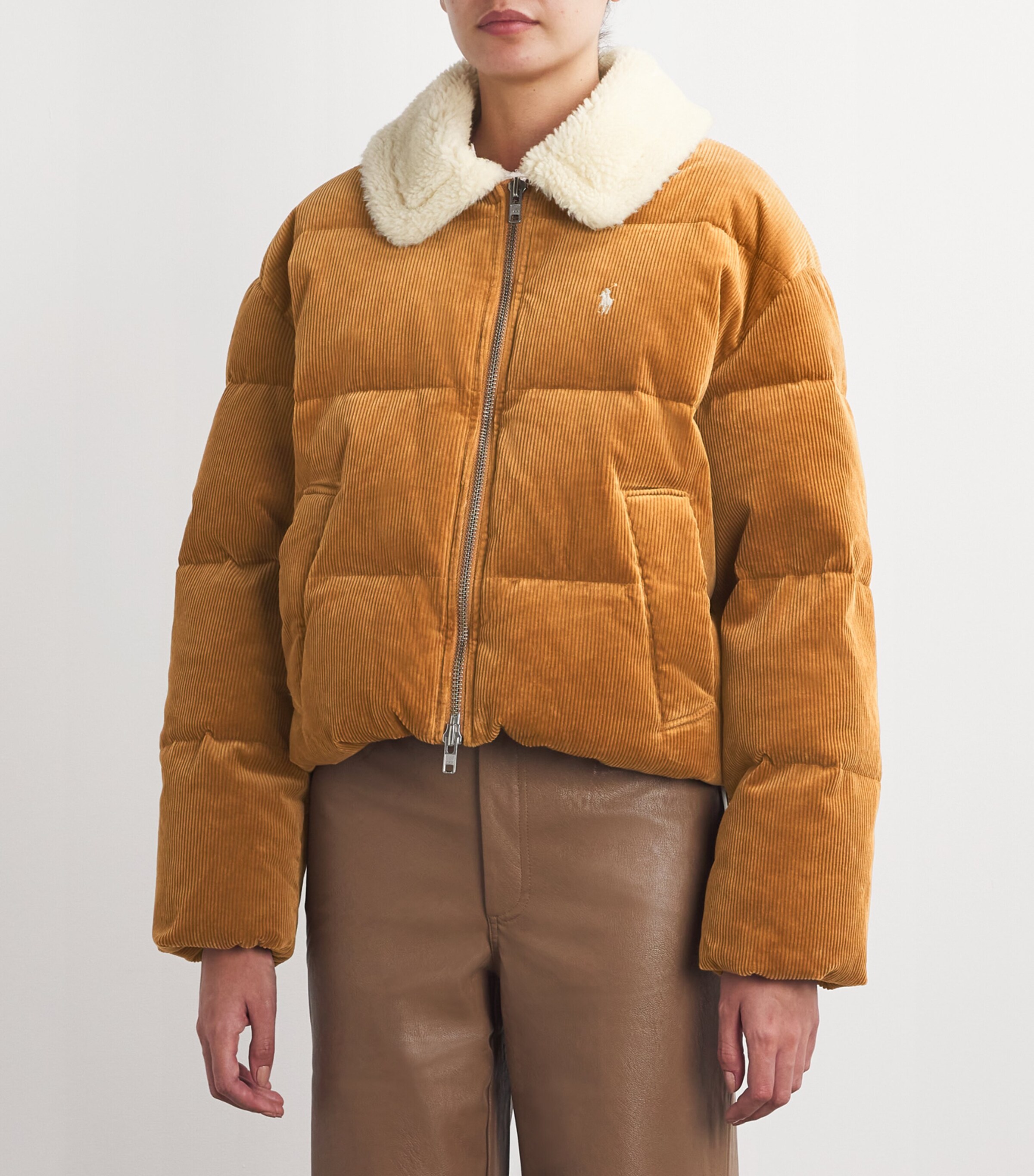Down Corduroy Puffer Jacket CAMEL Image 3