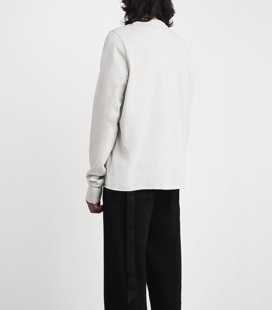 Rick Owens Mens Organic Cotton Crew-Neck Sweatshirt Milk Wash Image 5