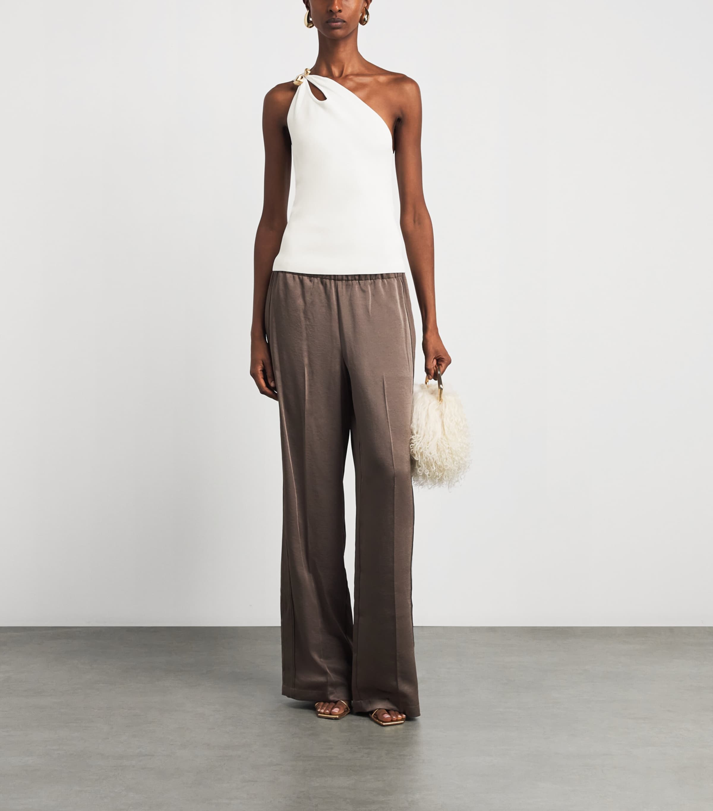 Cult Gaia Womens Knitted One-Shoulder Anouk Top Off White Image 2