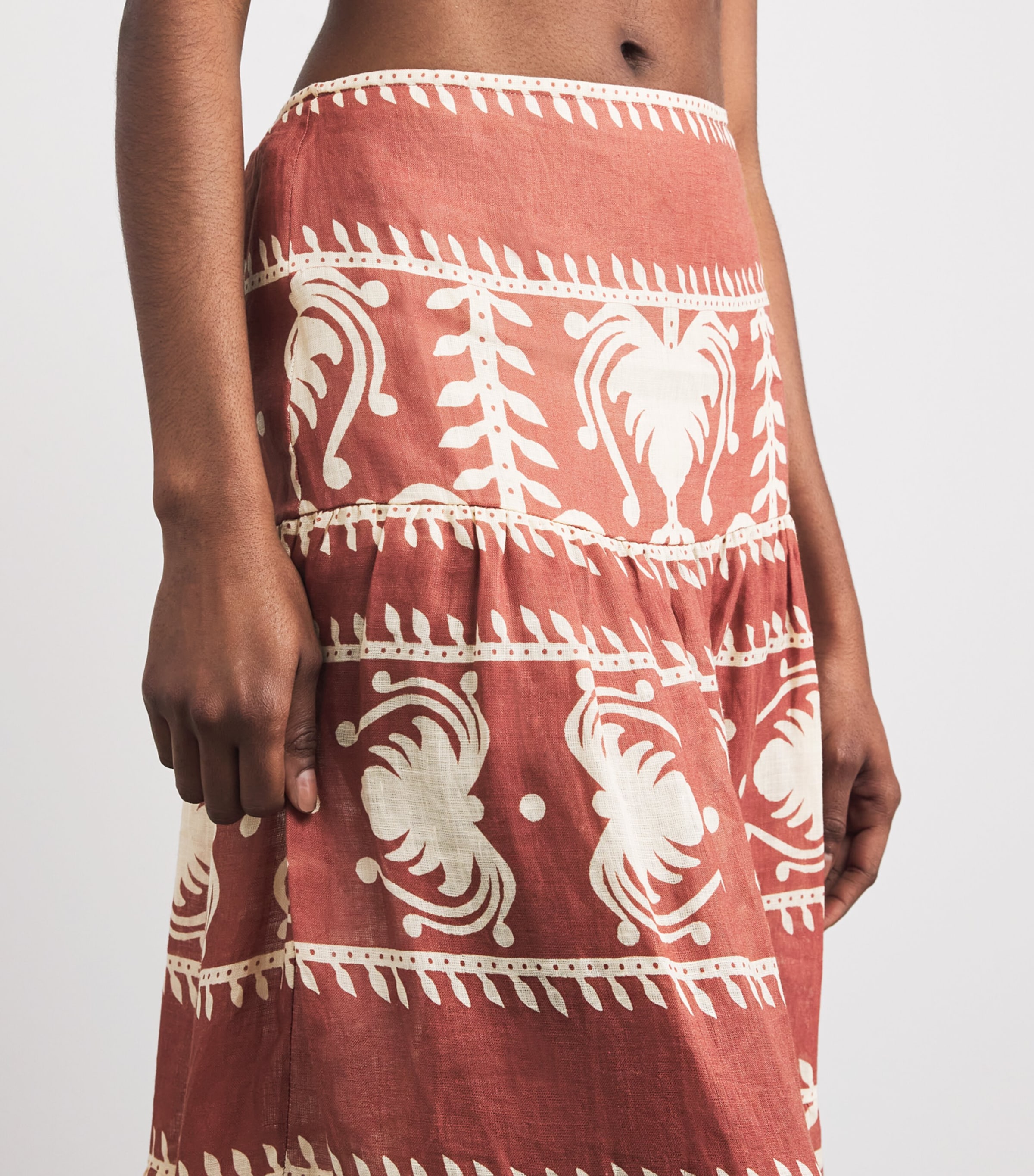 Linen Rituales Maxi Skirt MARSALA/ECRU Image 5