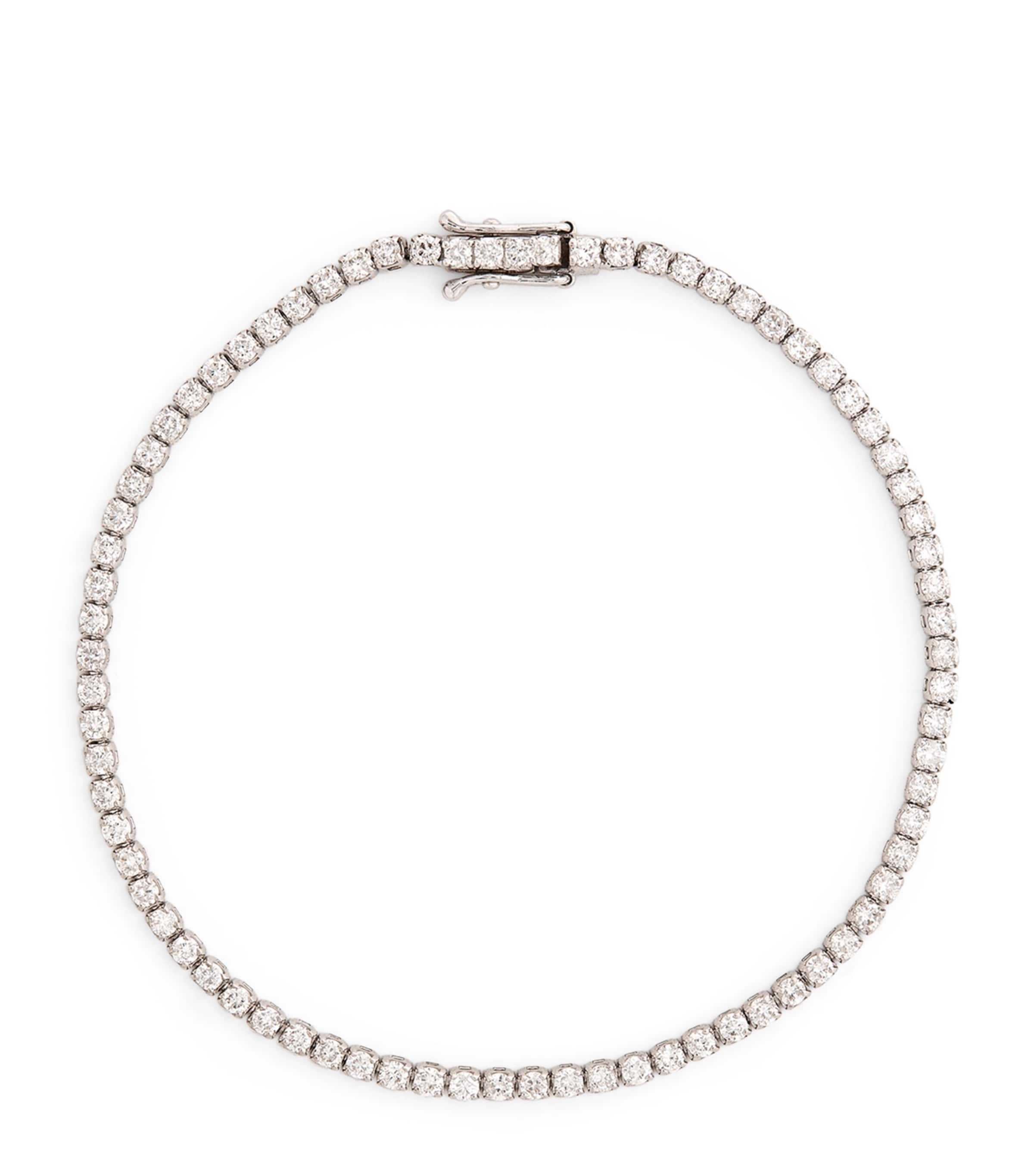 Shay White Gold And Diamond Single Line Thread Bracelet In White