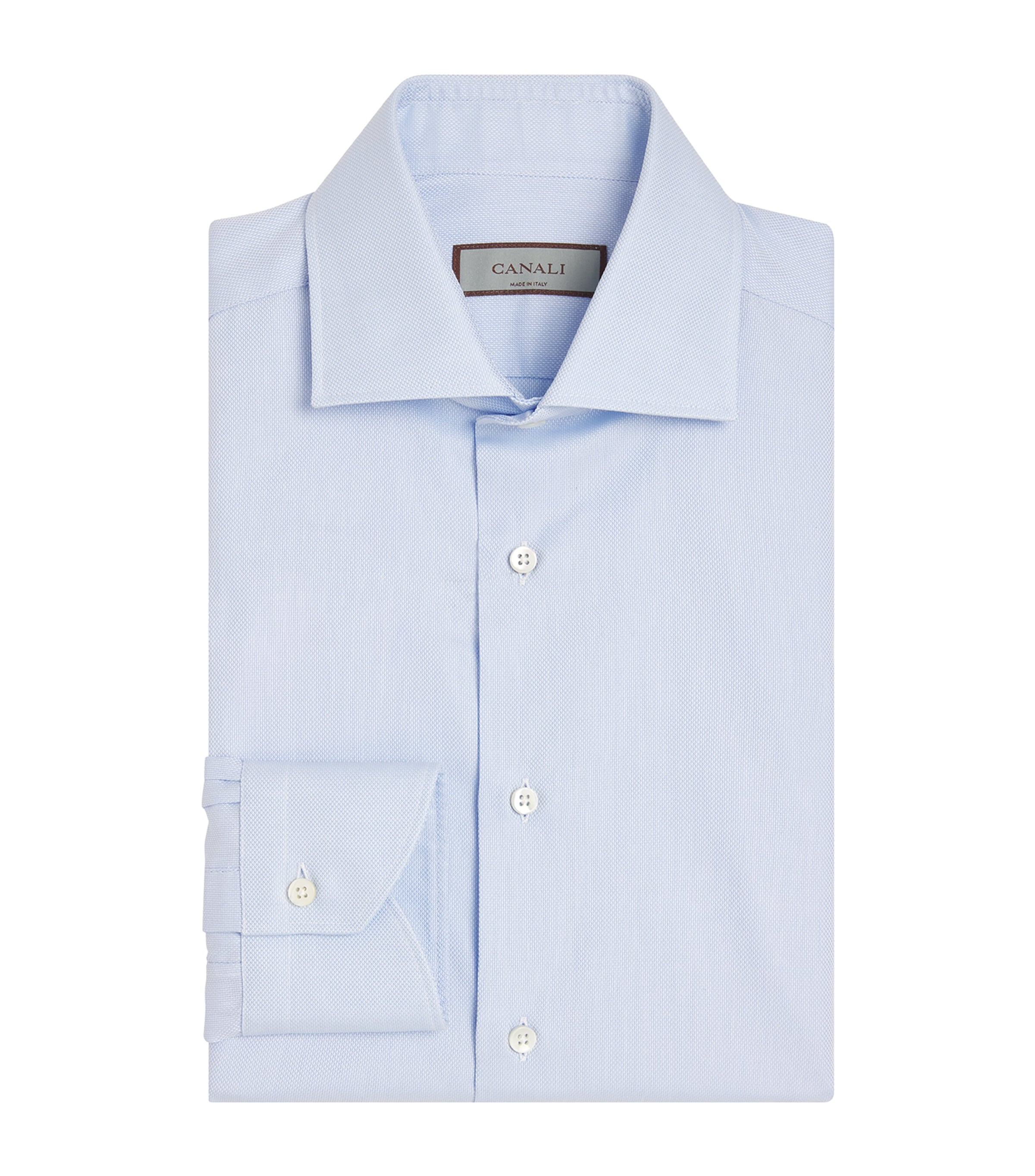 Canali Cotton Textured Shirt In Blue