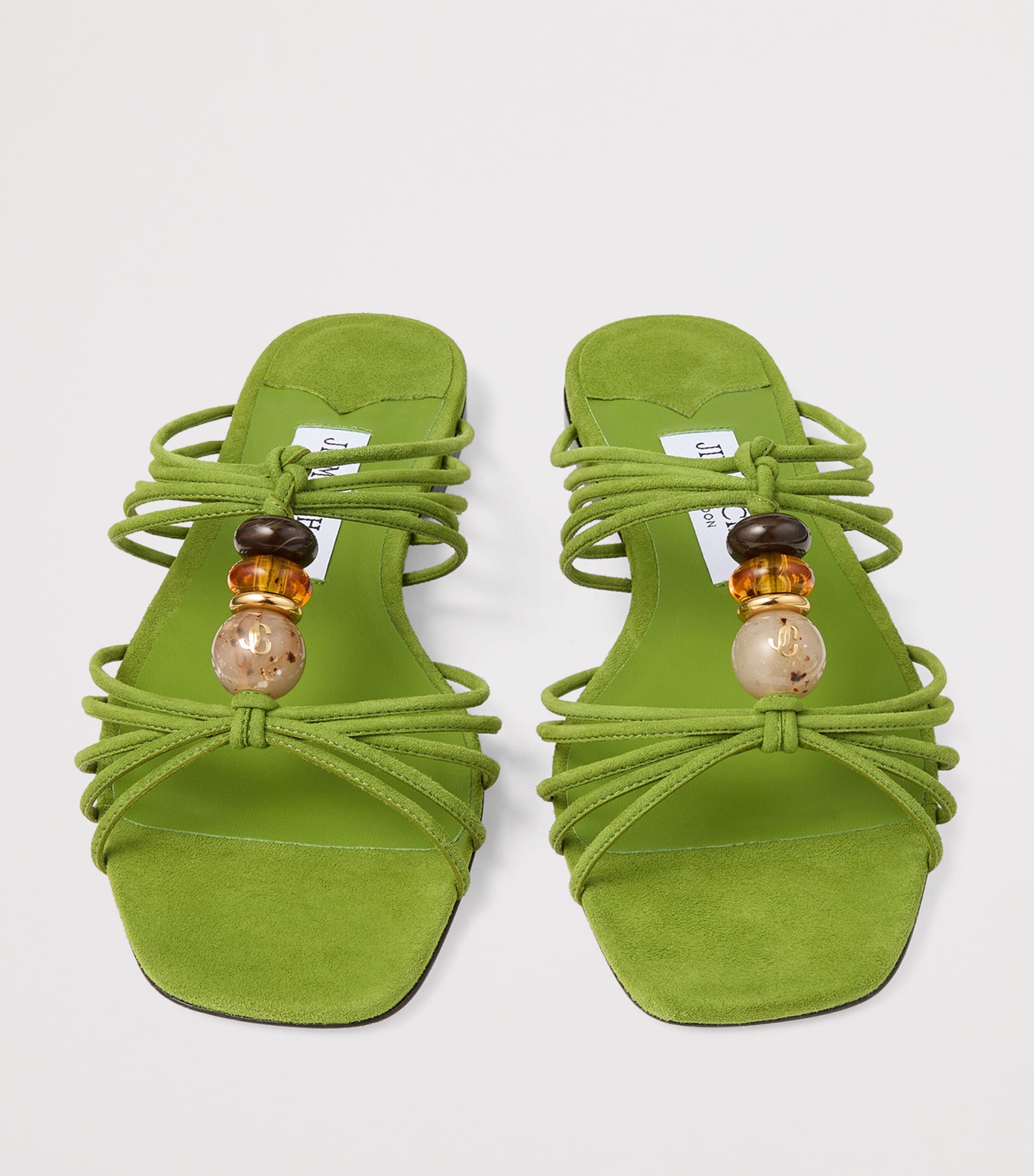 Jimmy Choo Lova Leather Flat Sandals Clover Mix Image 4