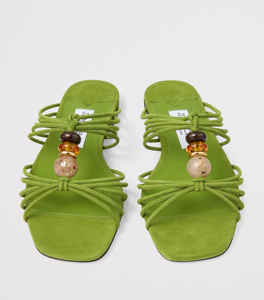 Jimmy Choo Lova Leather Flat Sandals Clover Mix Image 4