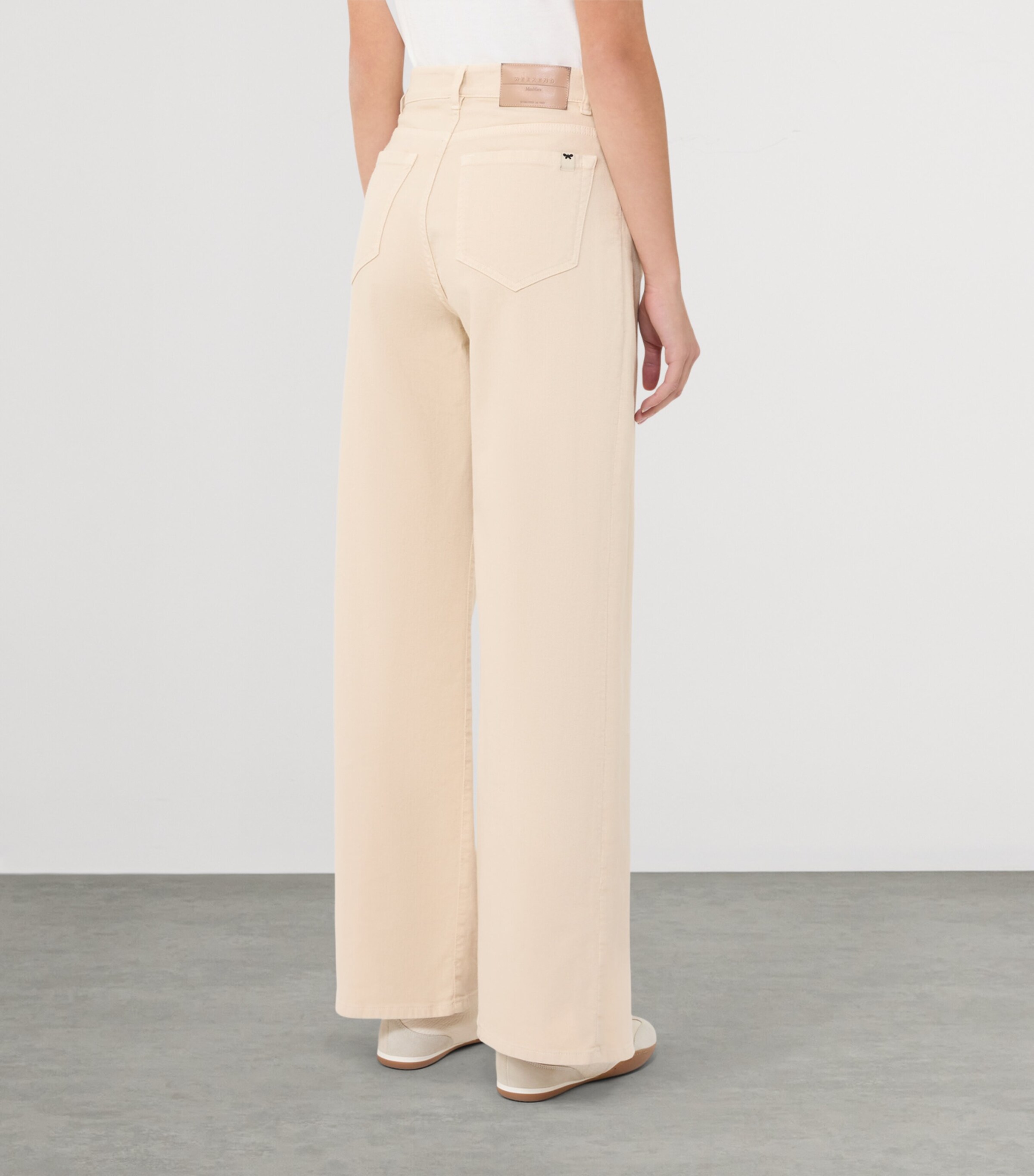 Weekend Max Mara Womens Stretch-Cotton Mid-Rise Wide-Leg Jeans Sand Image 4