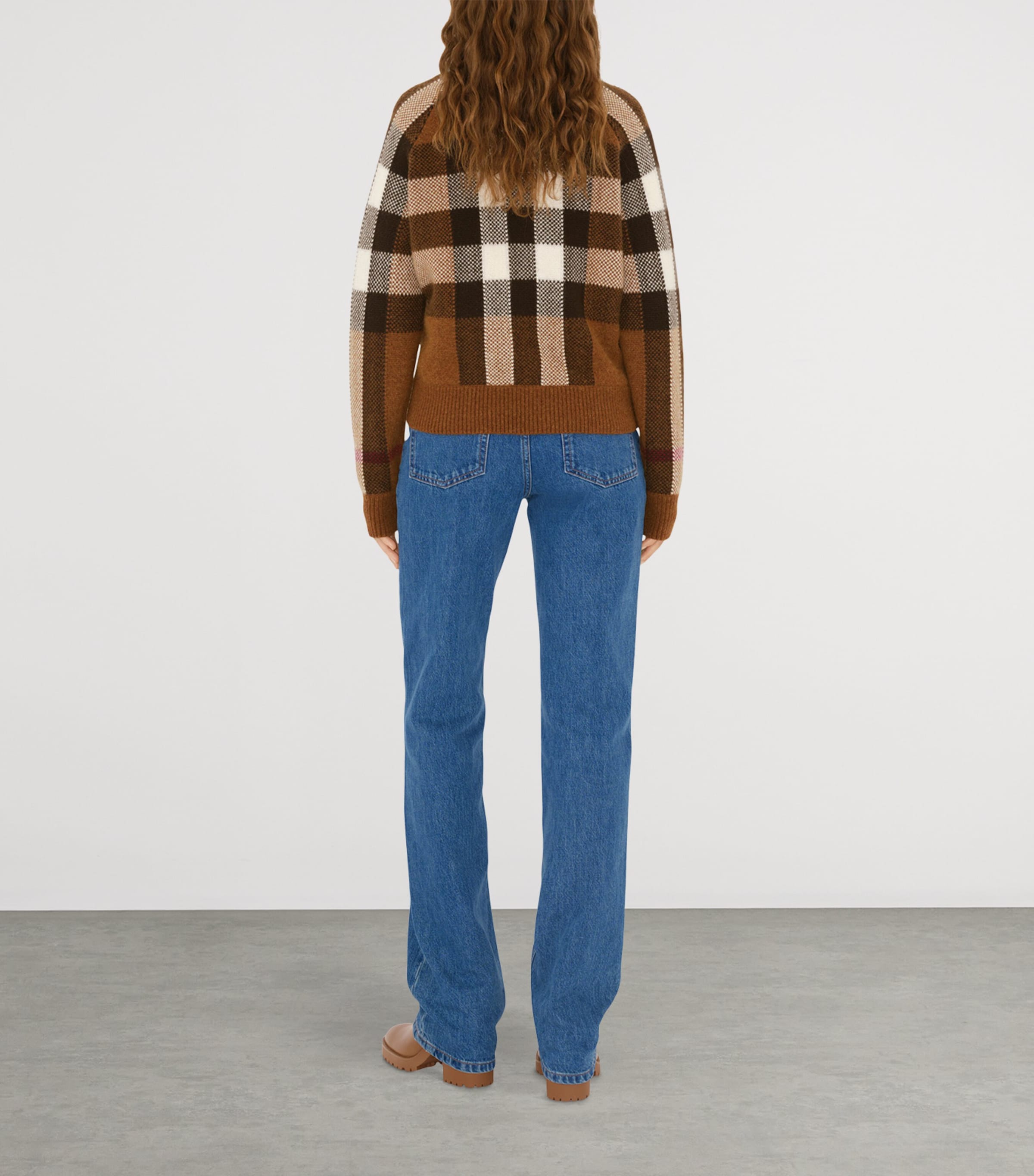 Wool-Cashmere Check Bomber Jacket DARK BIRCH BROWN Image 4