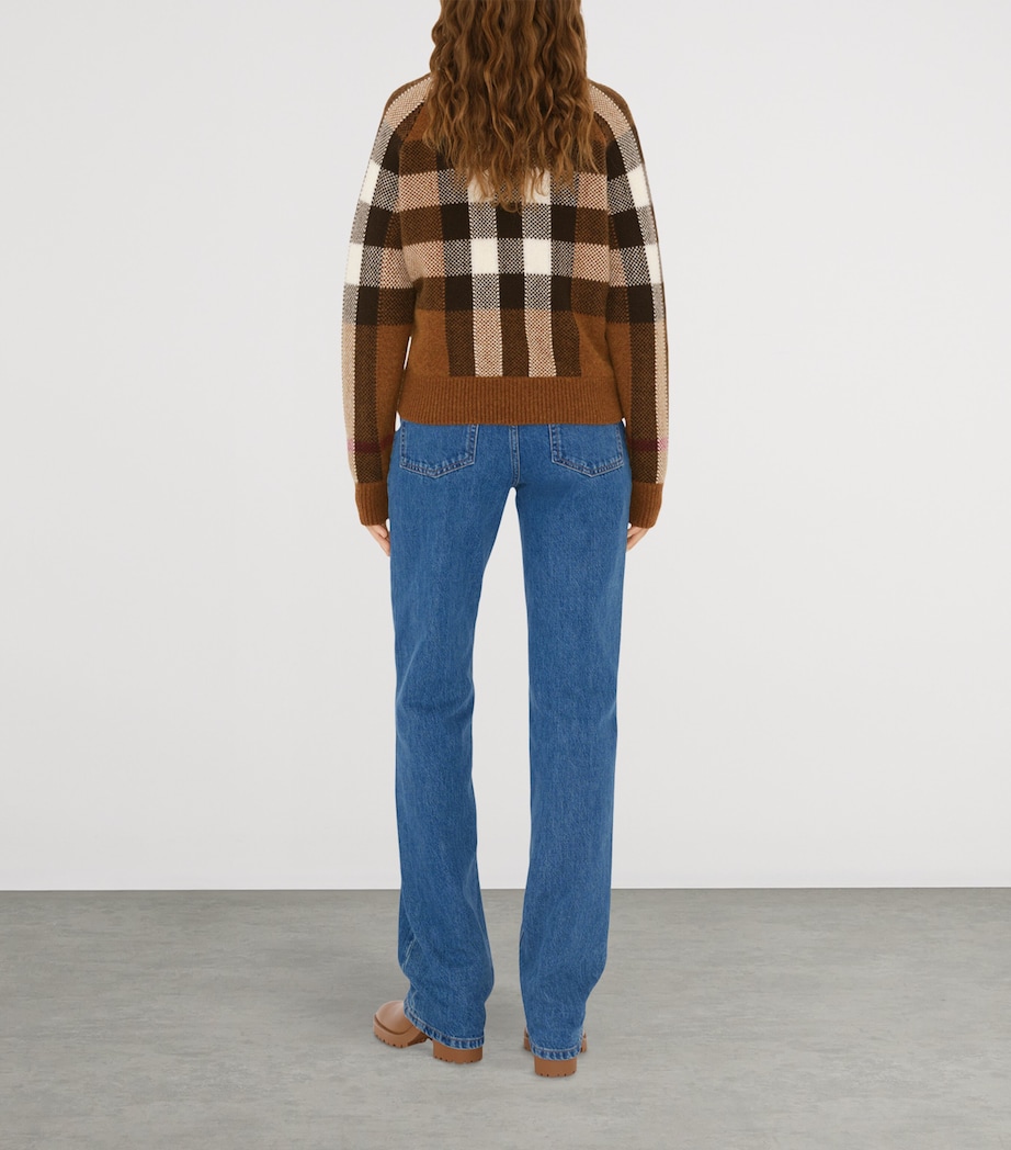 Wool-Cashmere Check Bomber Jacket DARK BIRCH BROWN Image 4