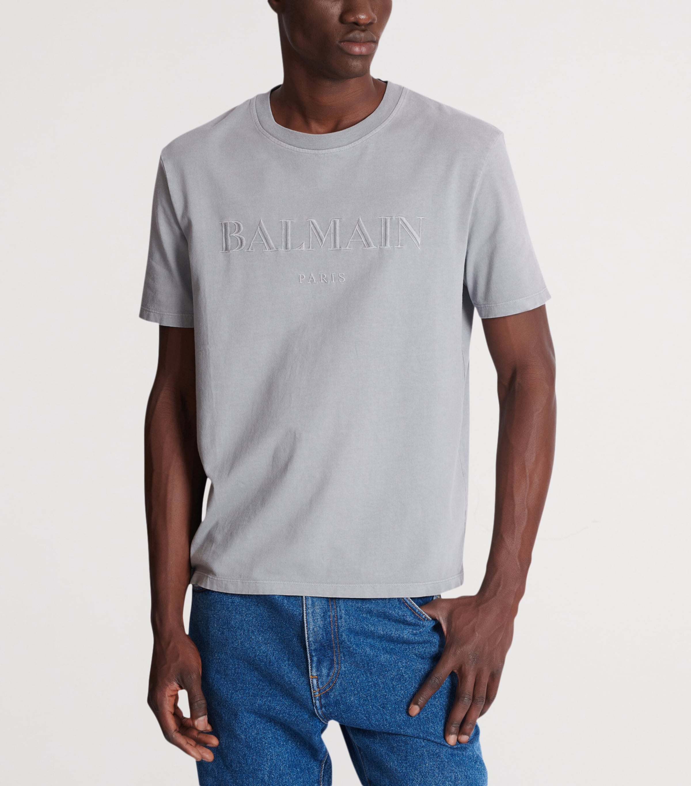 Cotton Vintage Logo T-Shirt YJD GRIS ARGENT Image 5