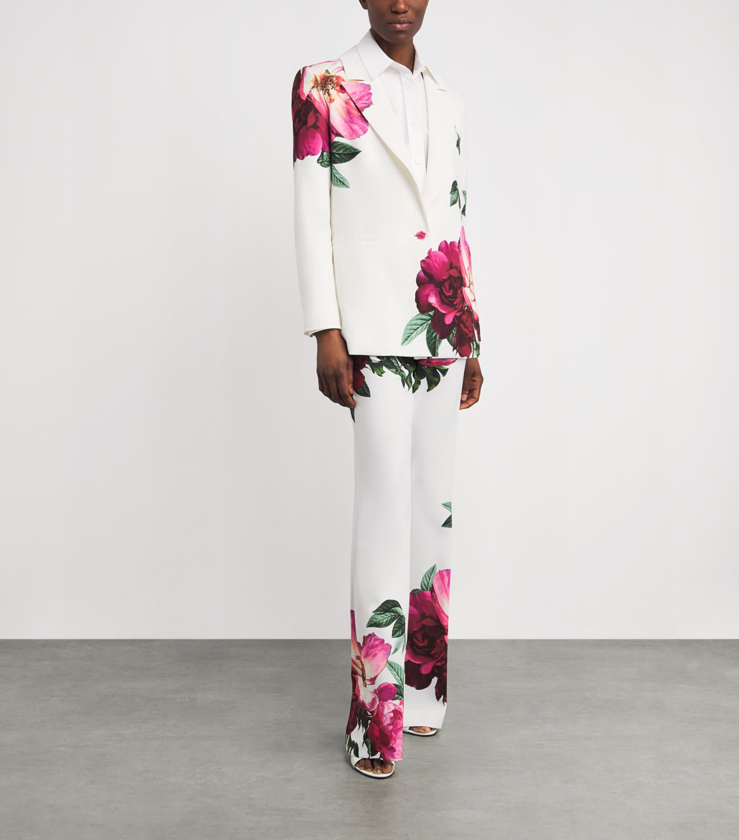 Alice+Olivia Womens Floral Print Danny Blazer O/white Image 2
