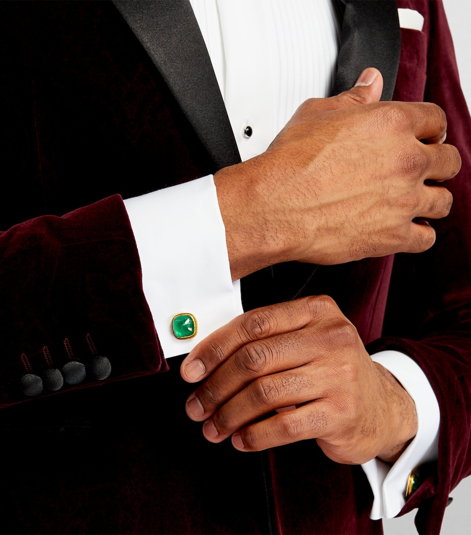 Gold and Emerald Cufflinks GOLD/EMERALD Image 3