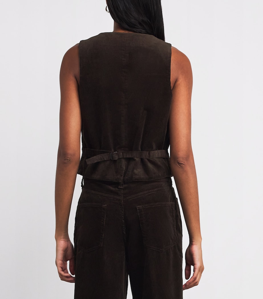 Cotton Corduroy Slim-Fit Waistcoat BROWN Image 4