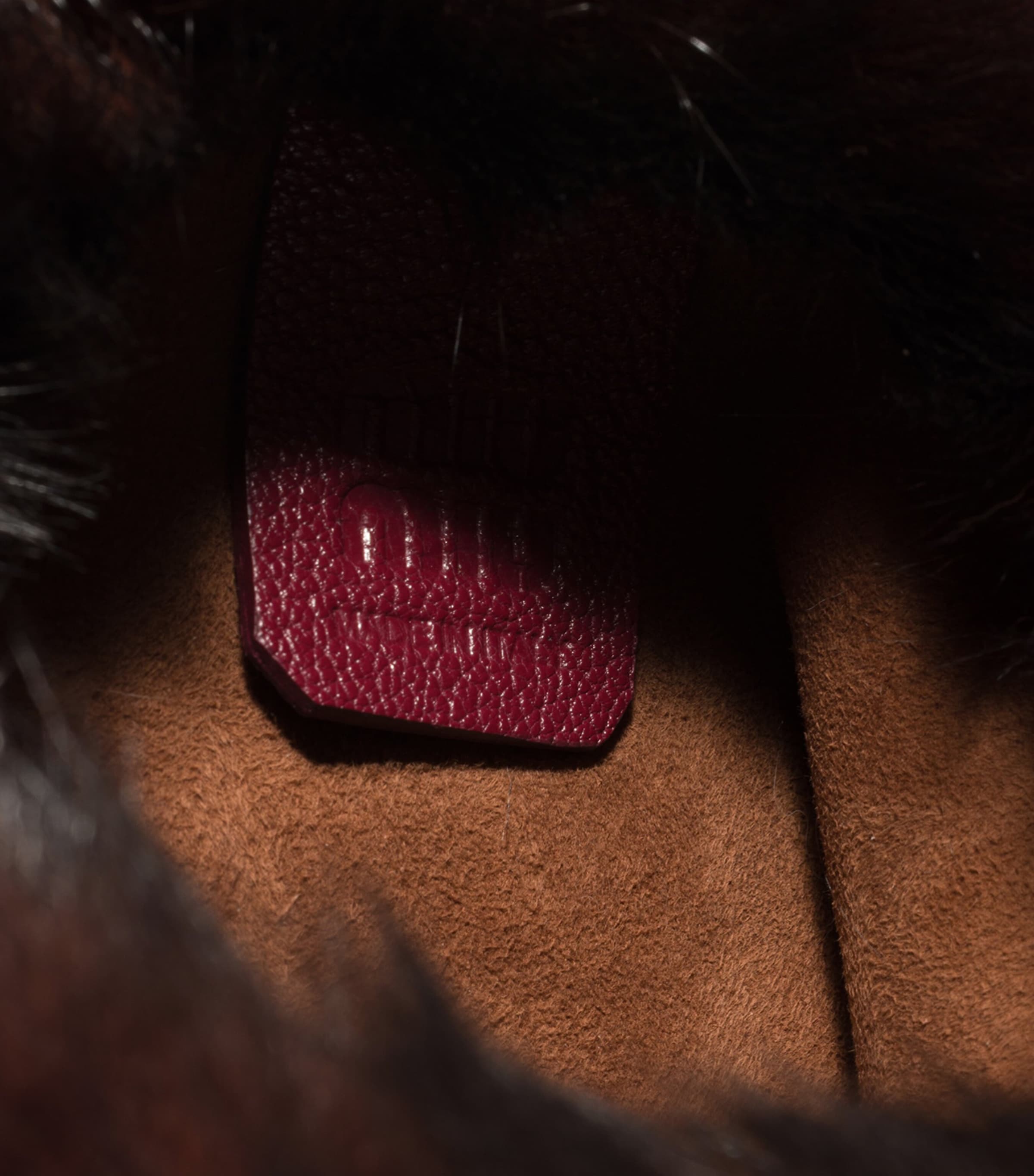 Miu Miu Shearling Drawstring Pouch Brown Image 6