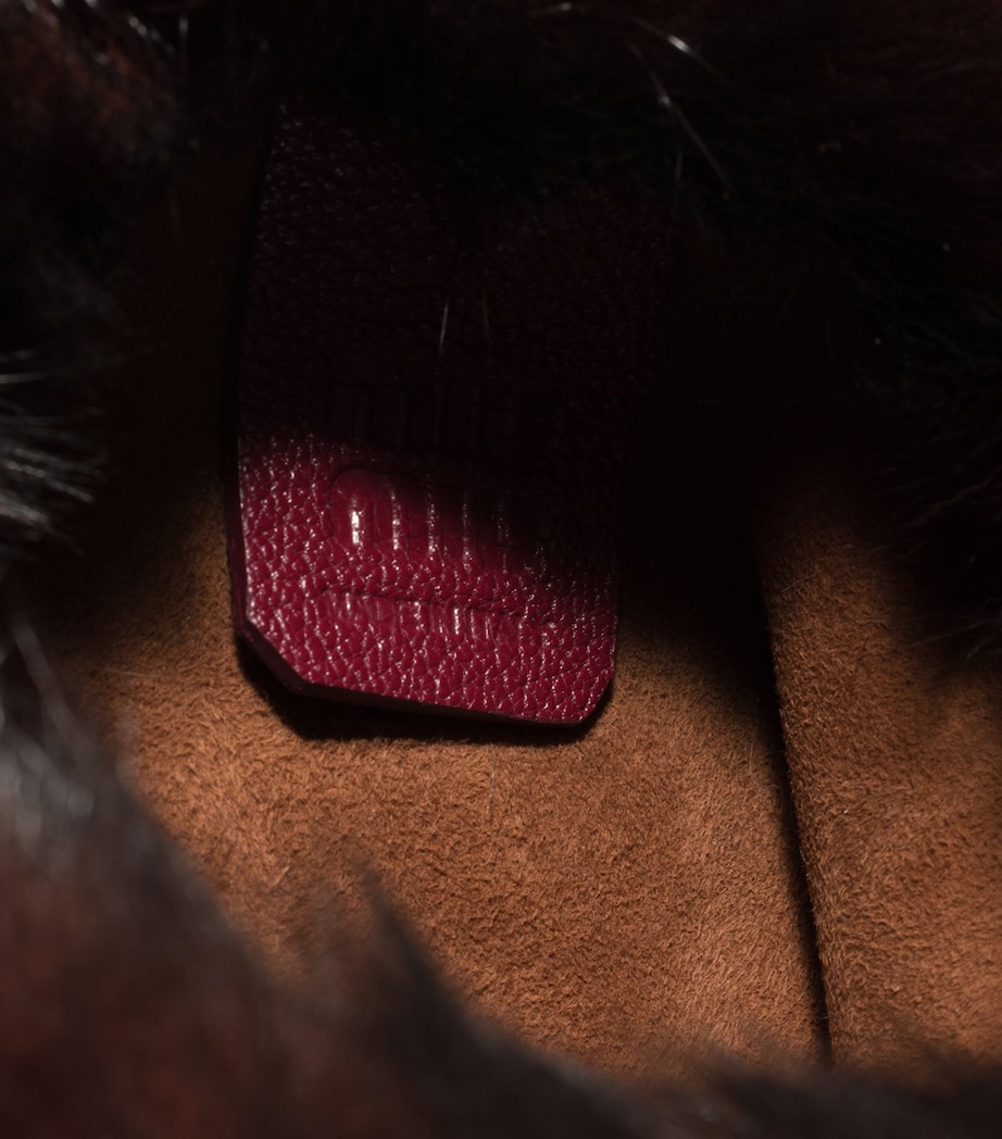 Miu Miu Shearling Drawstring Pouch Brown Image 6