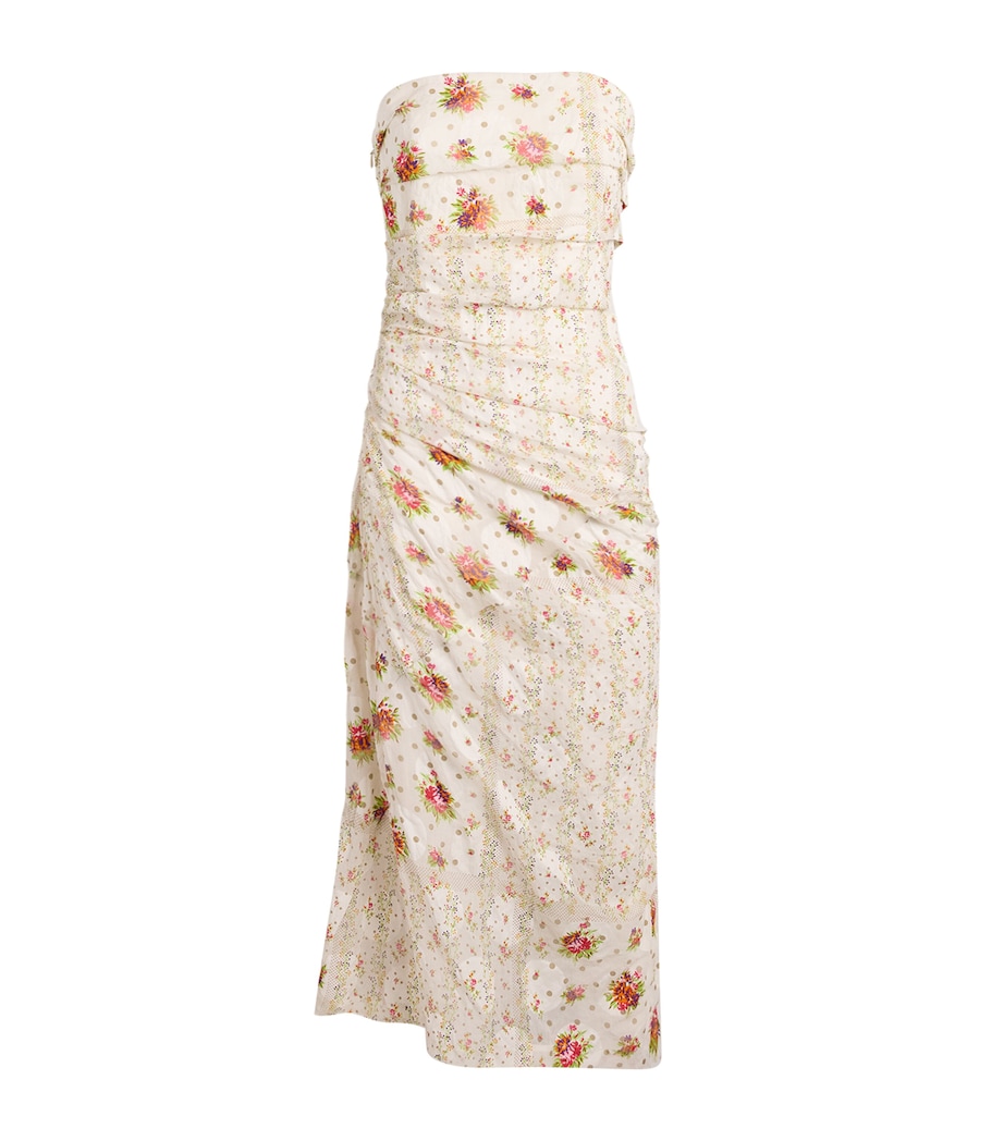 Tory Burch Womens Strapless Floral Midi Dress Multi Floral Image 1