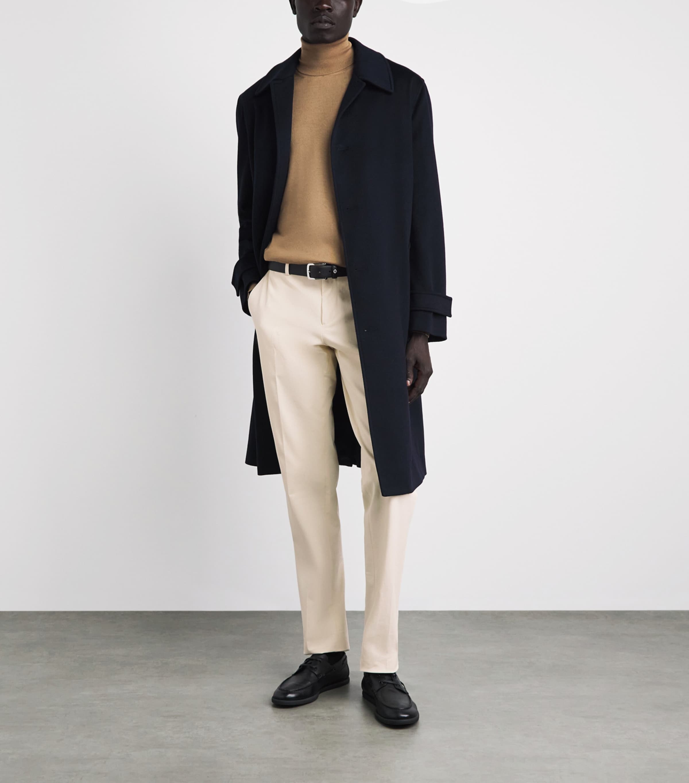 Lardini Mens Stretch-Cotton Twill Chinos Cream Image 2