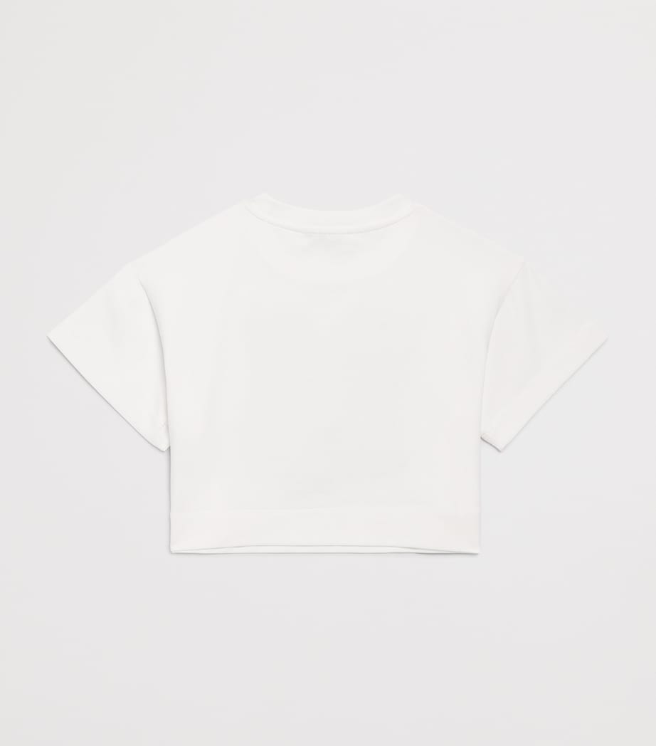 Monnalisa Stretch-Cotton Fringed T-Shirt (4-12 Years) Panna+nero Image 2
