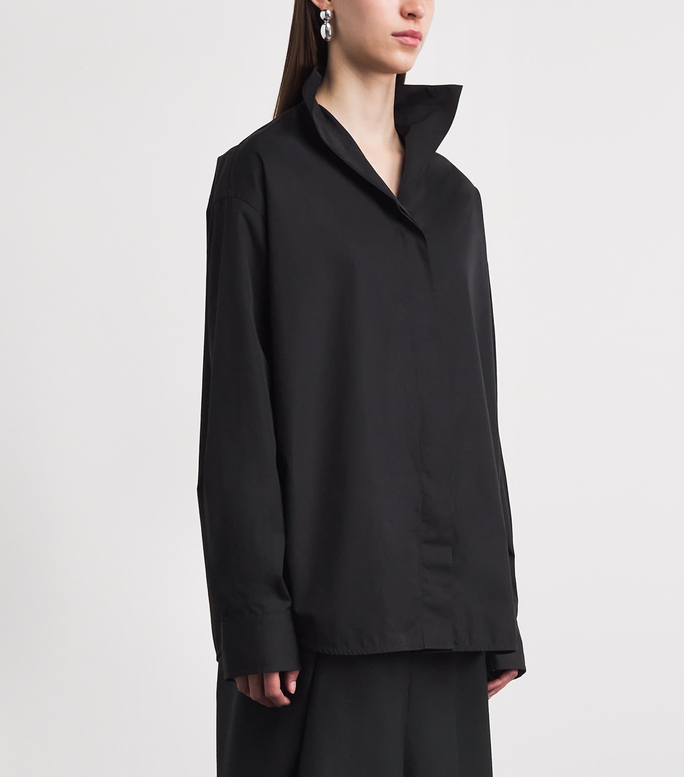 Toteme Womens Cotton Poplin Sharp Shirt Black Image 4