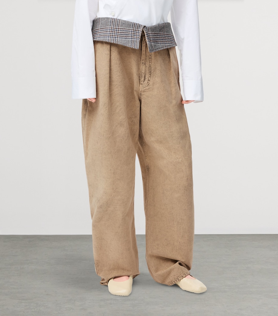 Cotton-Wool Barrel Jeans BEIGE Image 3