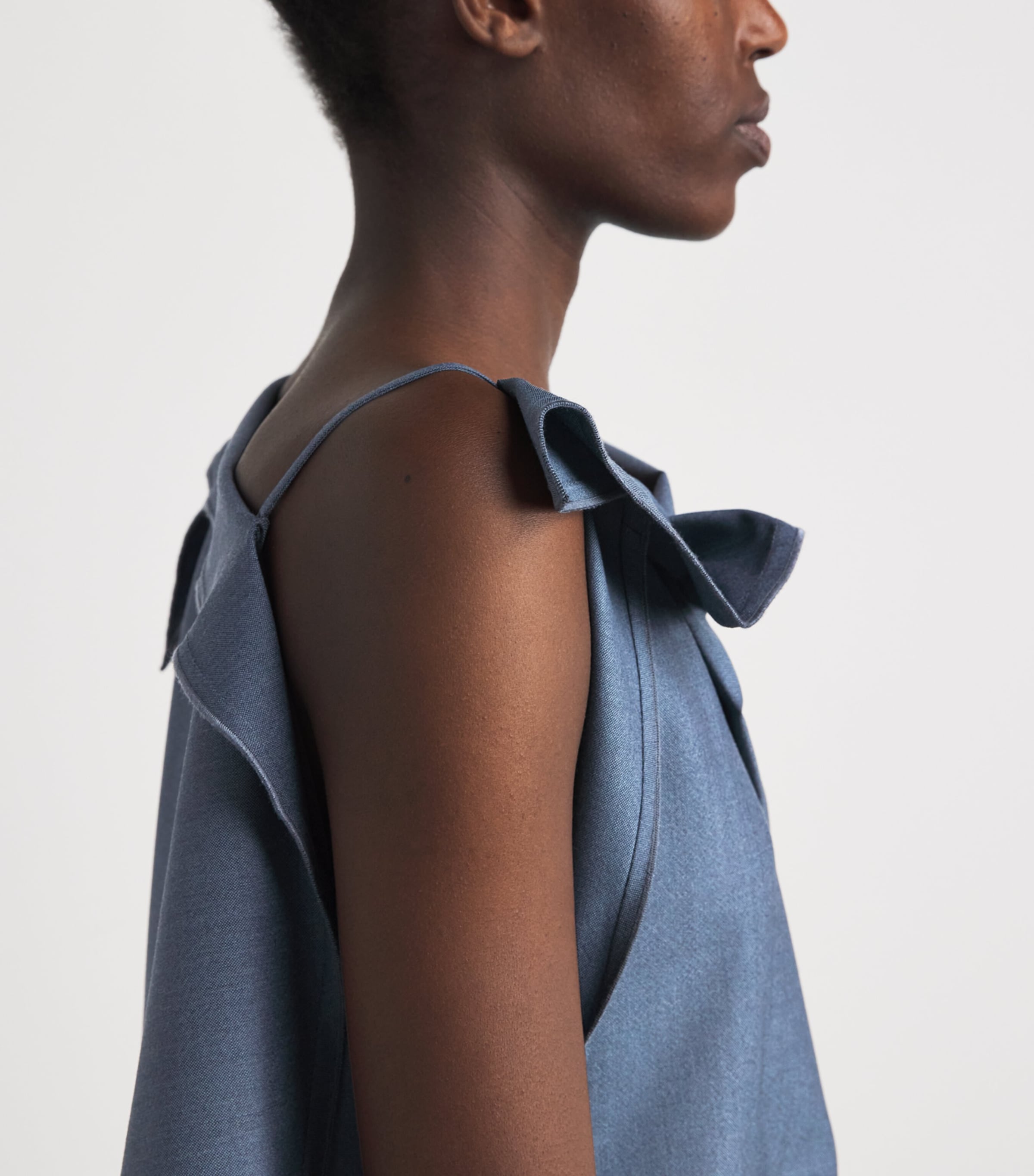 Victoria Beckham Womens Wool Draped Midi Dress Storm Blue Image 5