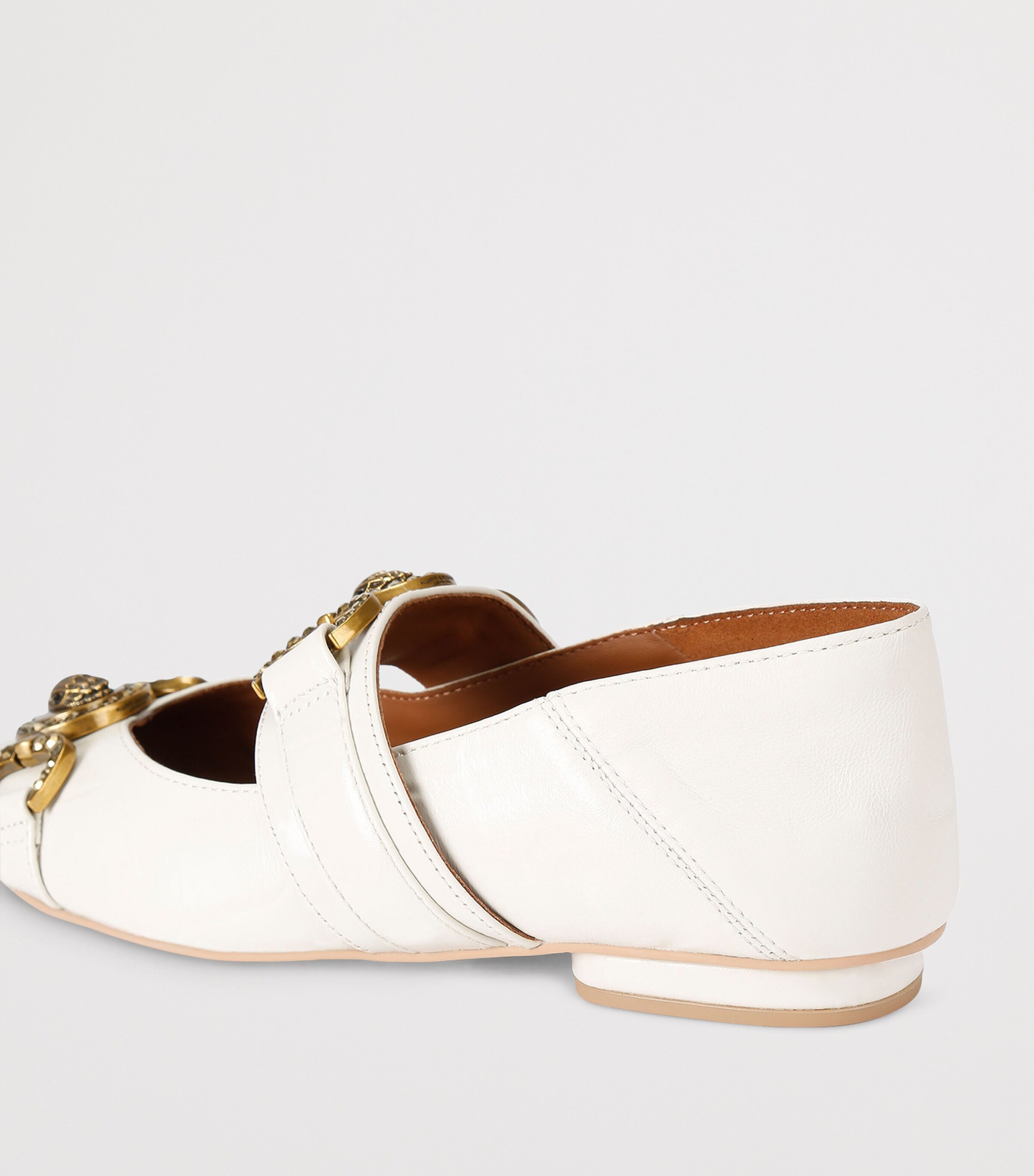 Kurt Geiger London Leather Embellished Mansion Flats Bone Image 2