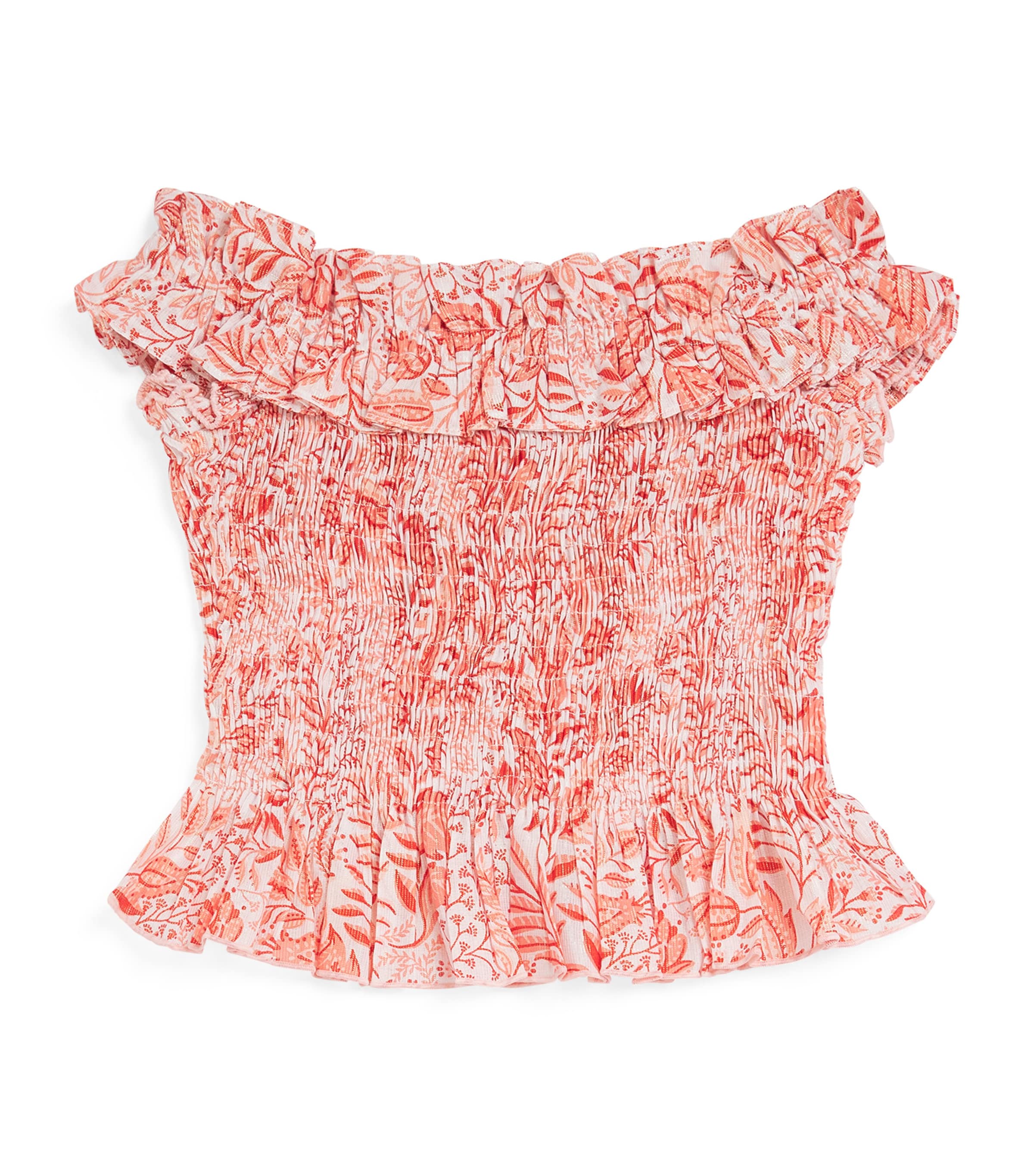 Poupette St Barth Kids Cotton-Blend Alitza Top (4-12 Years) Orange Palmarosa Image 1