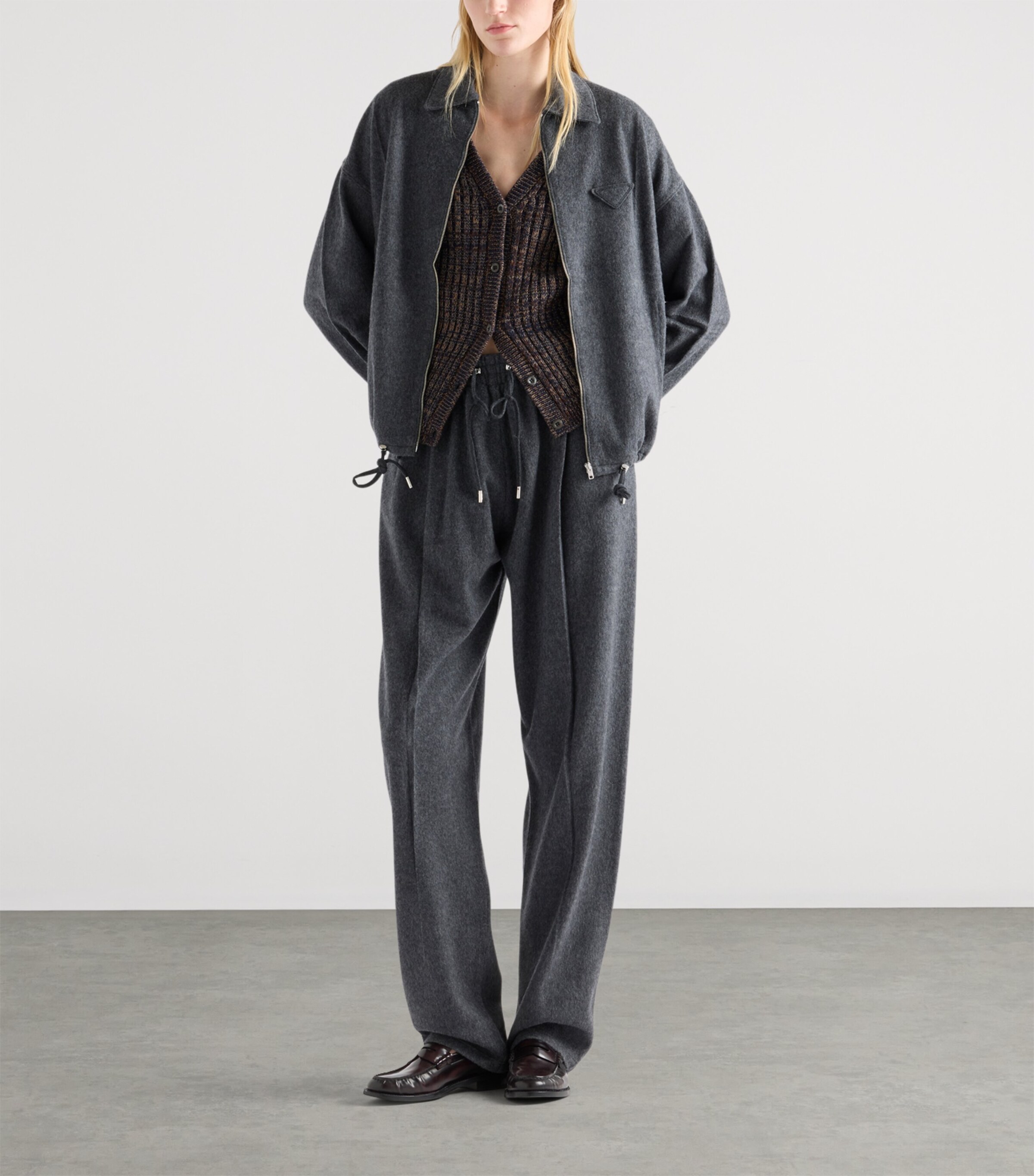 Prada Womens Wool-Cashmere Jersey Sweatpants Image 2