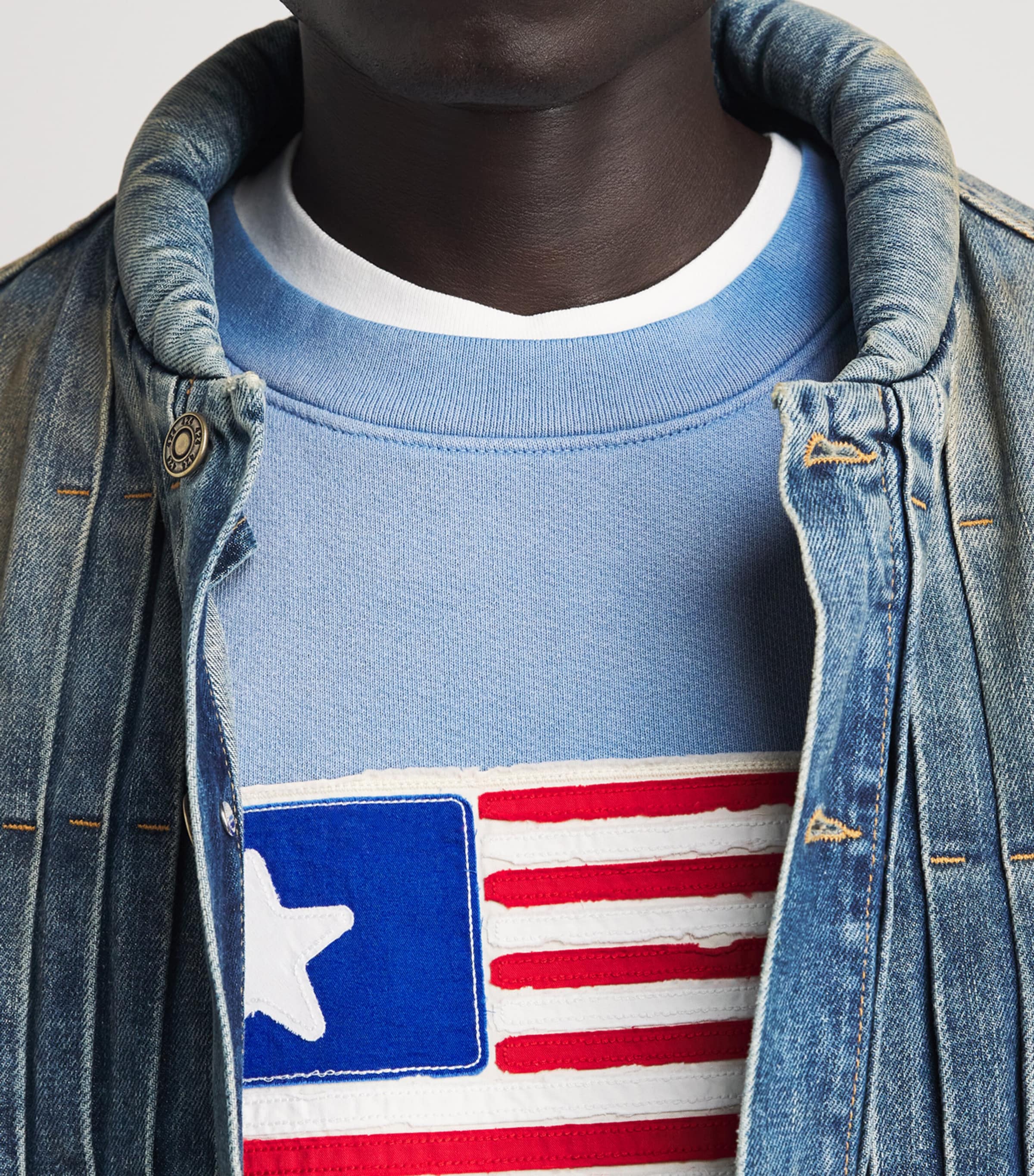 Cherry Los Angeles Mens One-Star Flag Sweatshirt Steel Blue Image 3