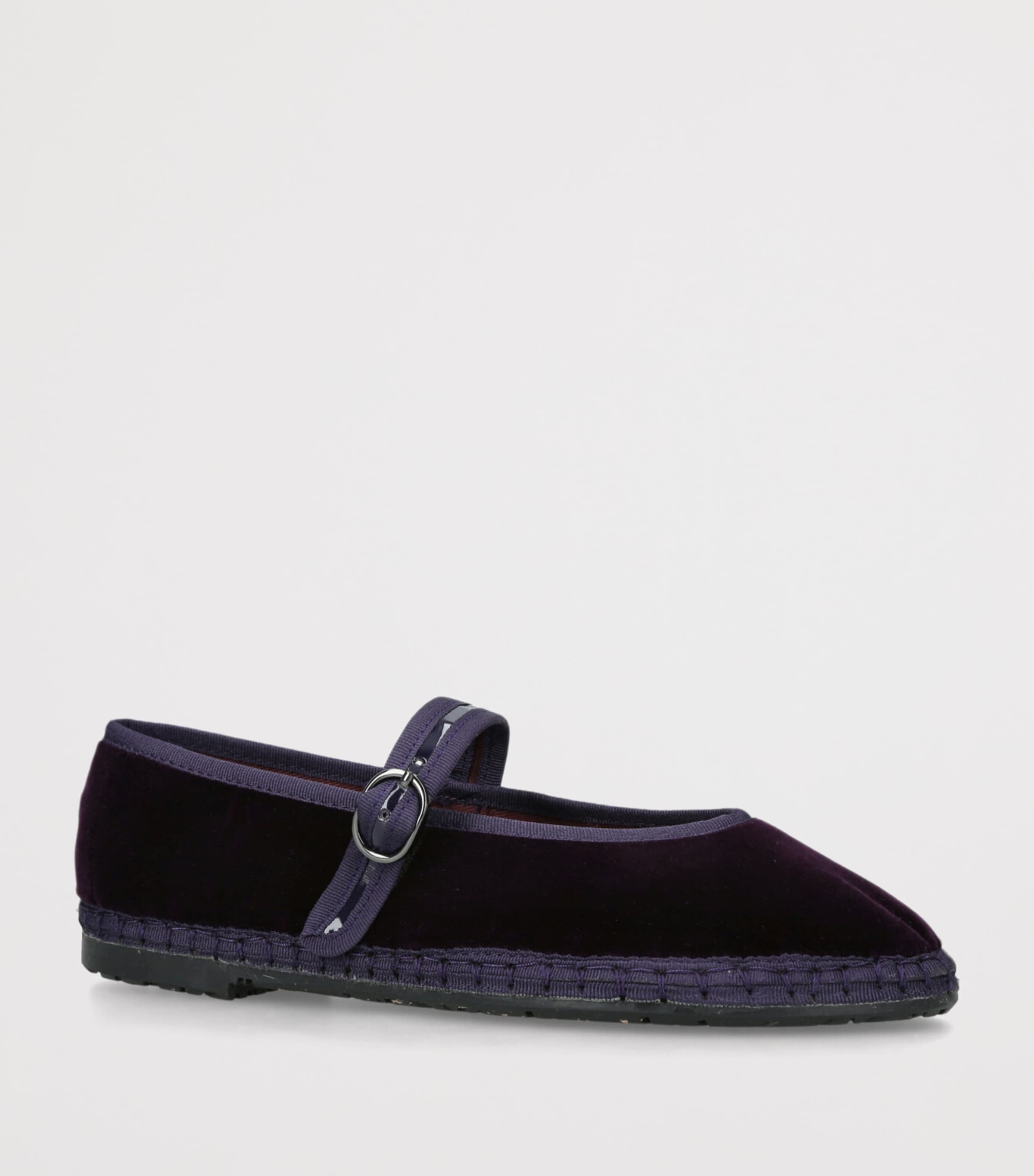 Flabelus Velvet Pierre Mary Janes Purple Image 3
