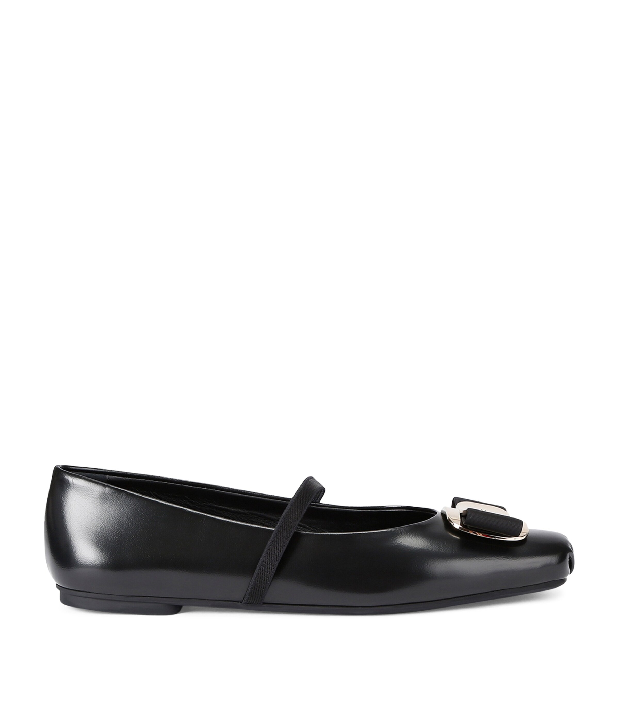 Salvatore Ferragamo Black Leather Zina Ballet Flats | Harrods UK