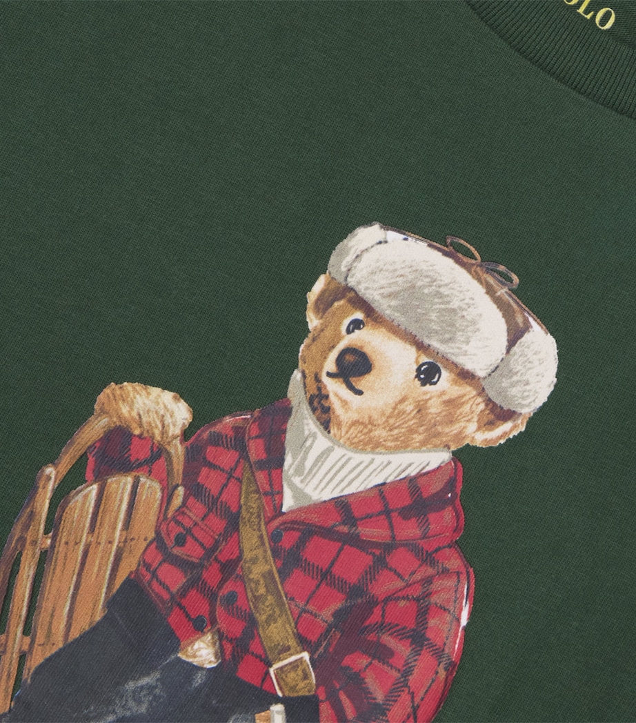 Cotton Polo Bear T-Shirt (6-14 Years) GREEN Image 3