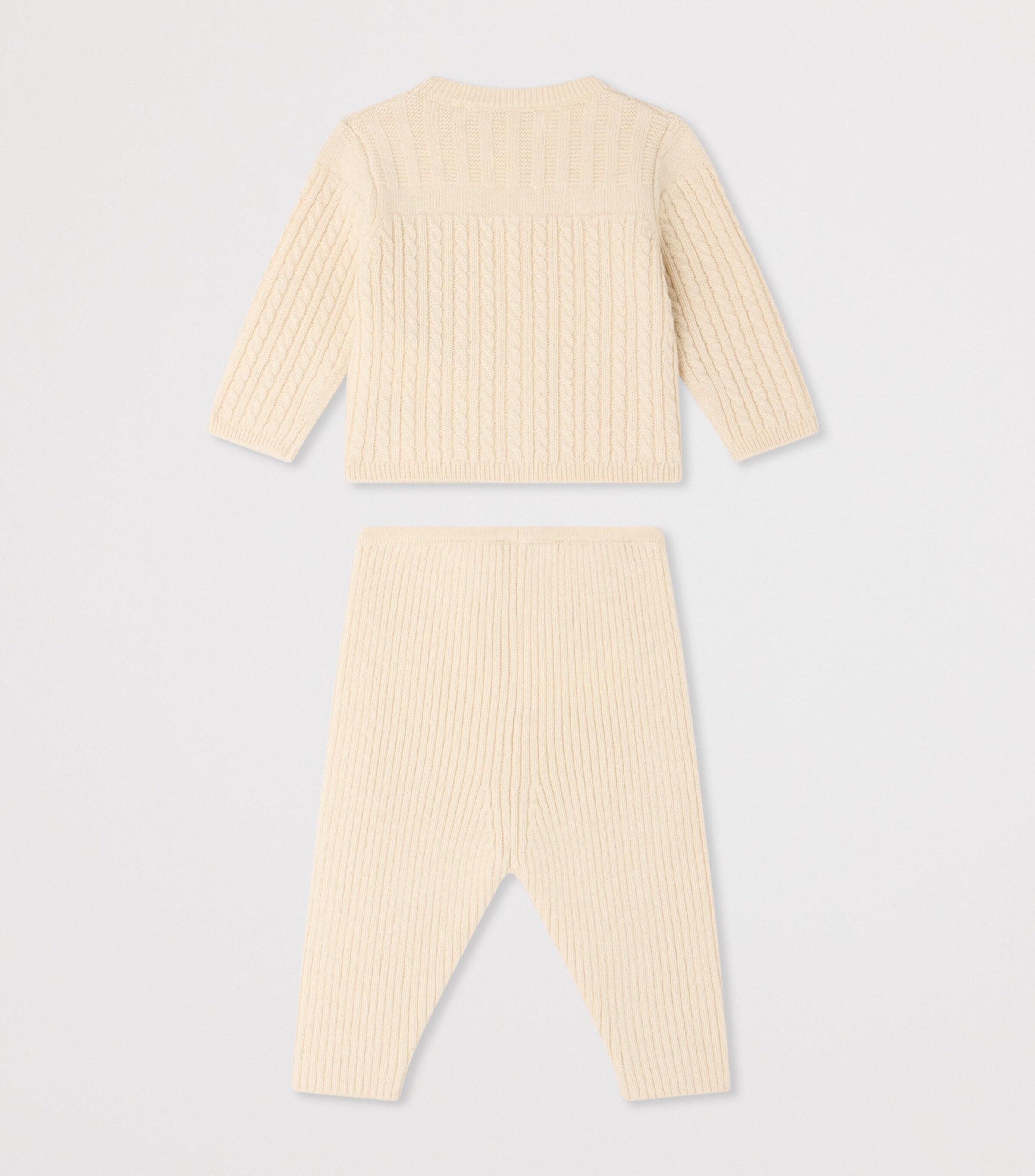 Bonpoint Knitted Cardigan and Trousers Set (1-18 Months) Ecru Image 2