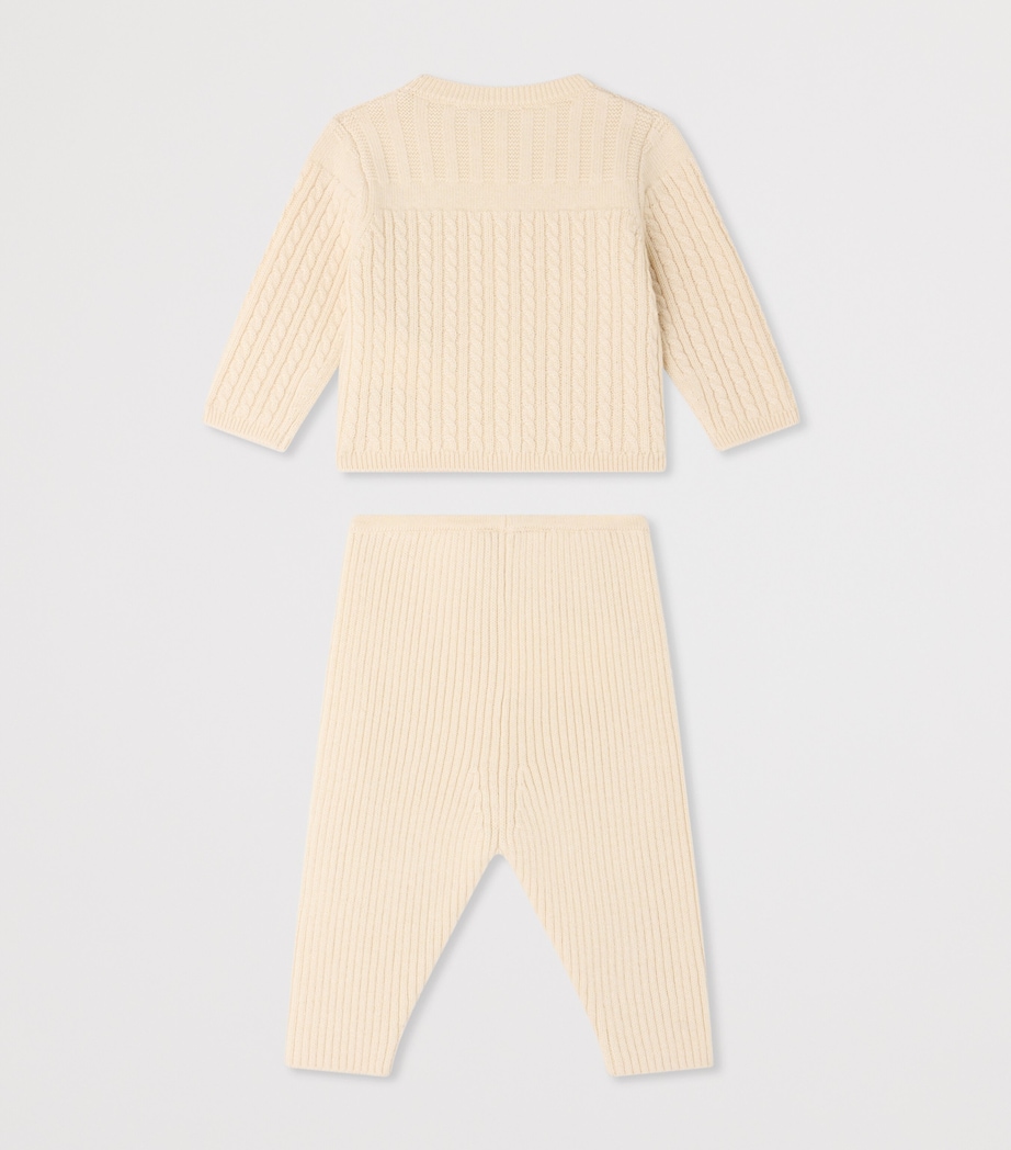 Bonpoint Knitted Cardigan and Trousers Set (1-18 Months) Ecru Image 2