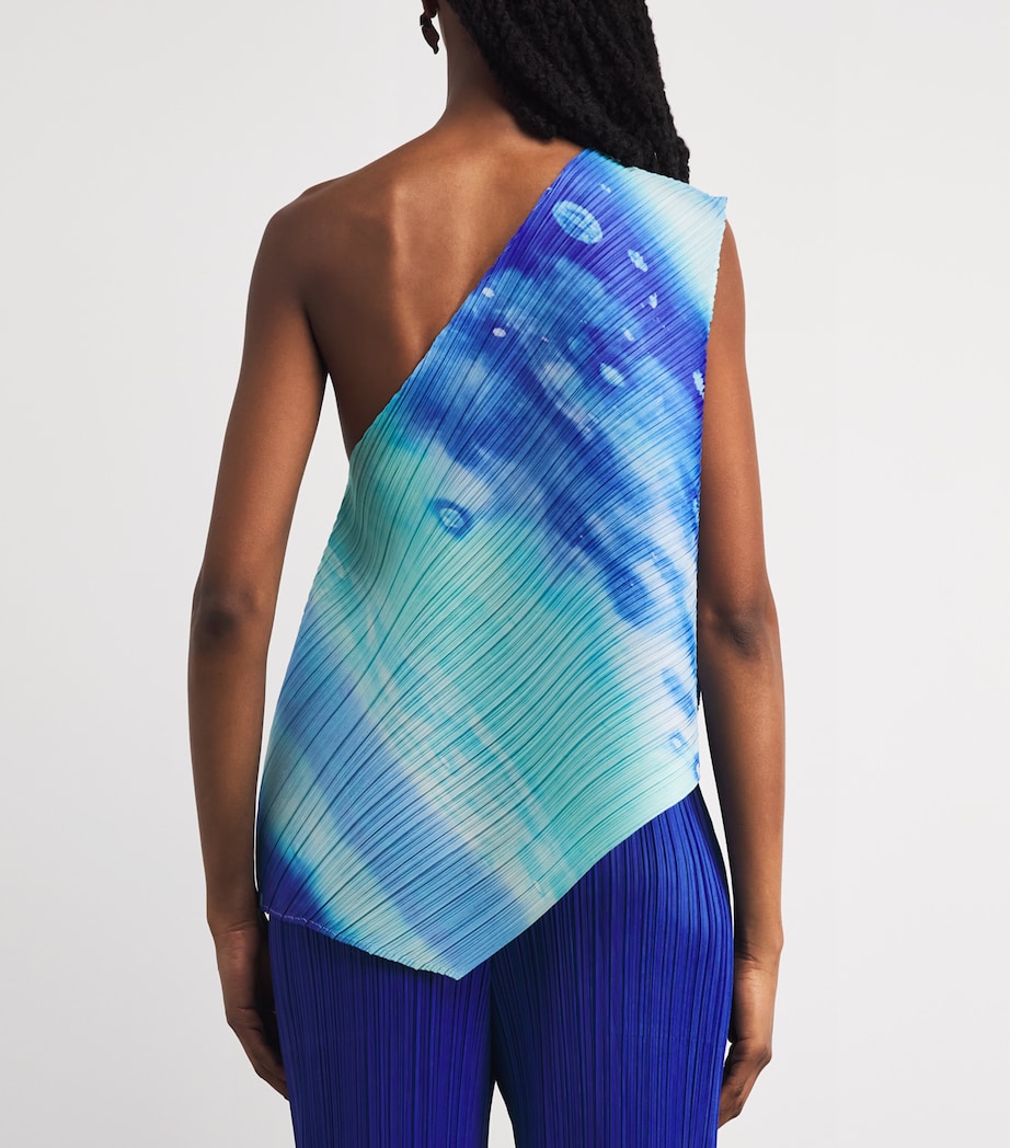 Pleats Please Issey Miyake Womens Sea Bubble One-Shoulder Top Blue Image 5