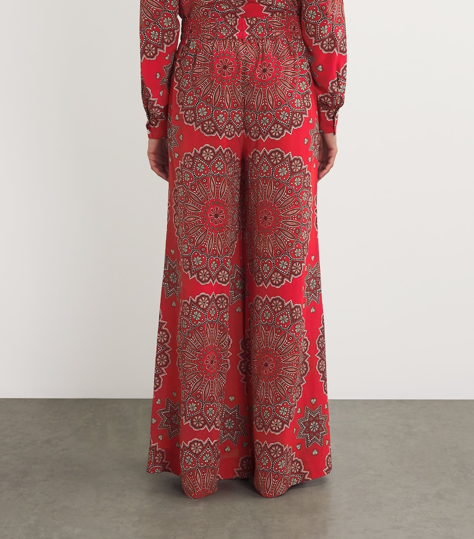 Silk Dalton Wide-Leg Trousers RED Image 4