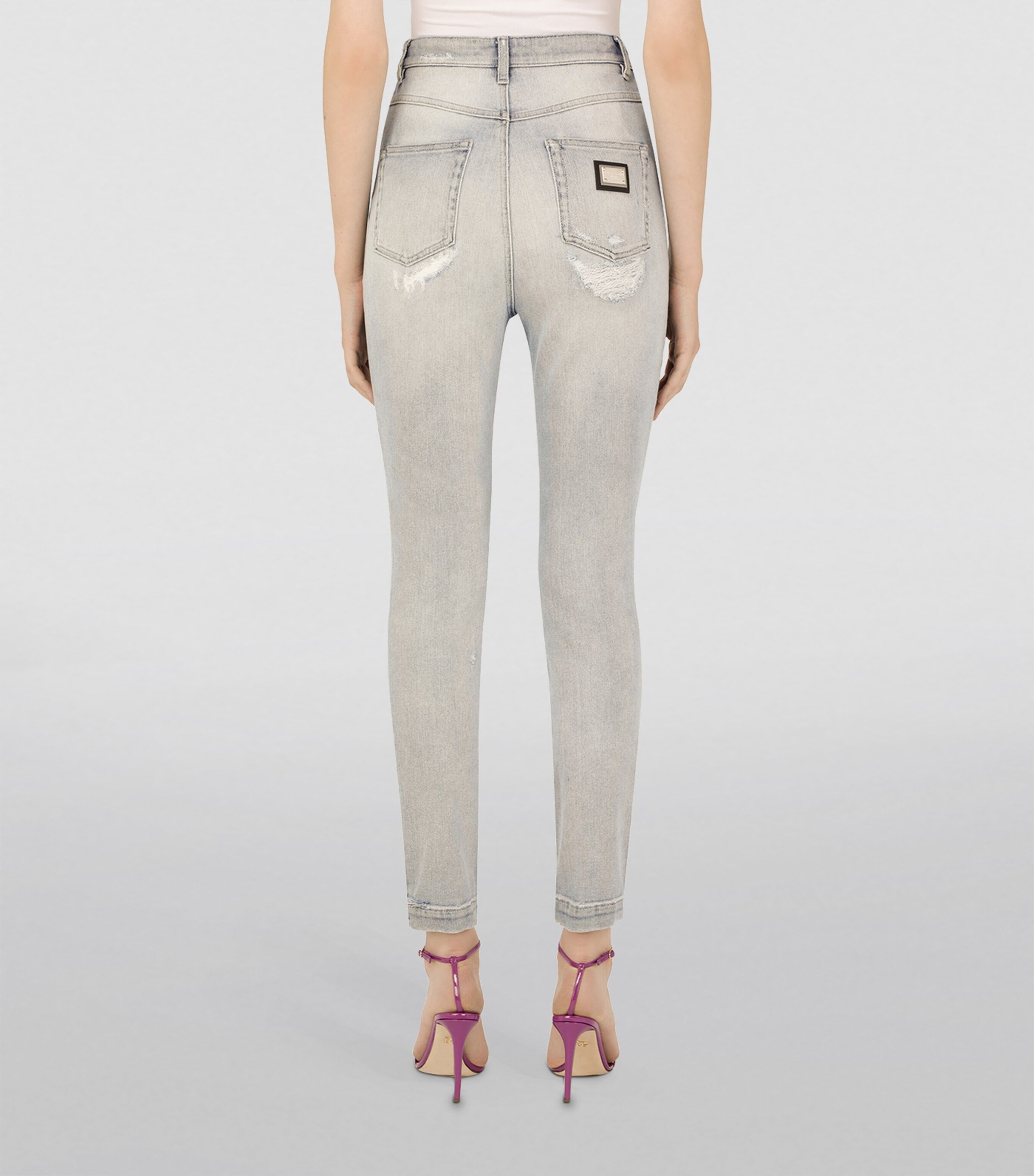 Dolce&Gabbana Womens Distressed Skinny Jeans Combined Colou Image 4