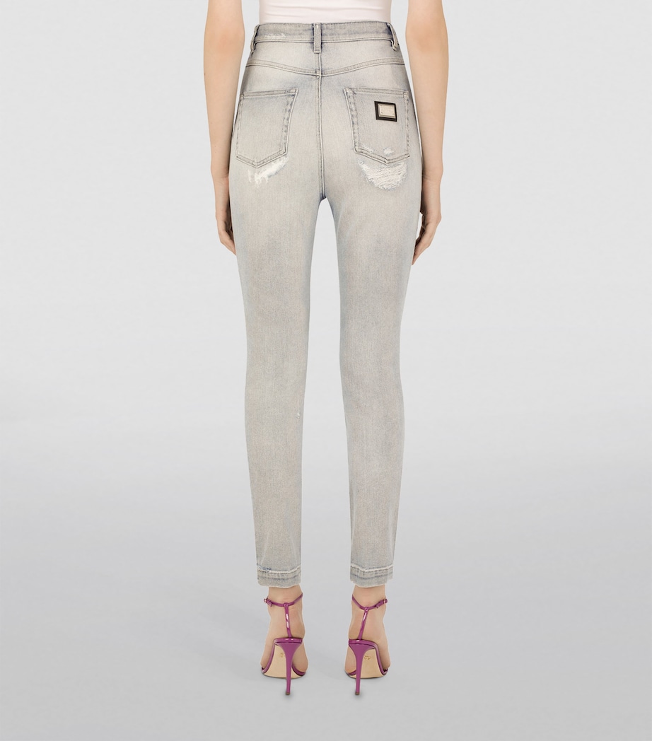 Dolce&Gabbana Womens Distressed Skinny Jeans Combined Colou Image 4