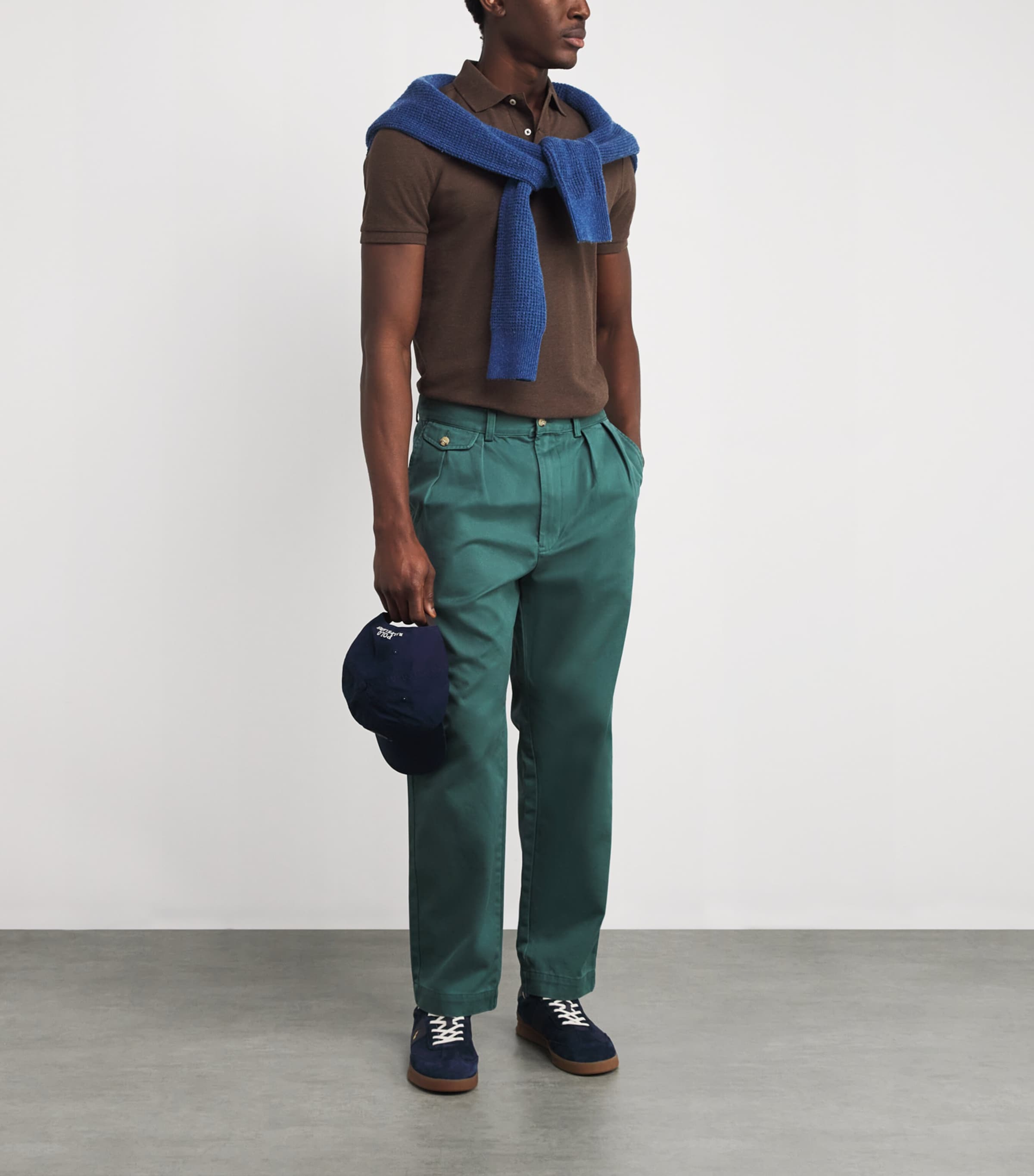 Cotton Pleated Whitman Chinos GREEN Image 2